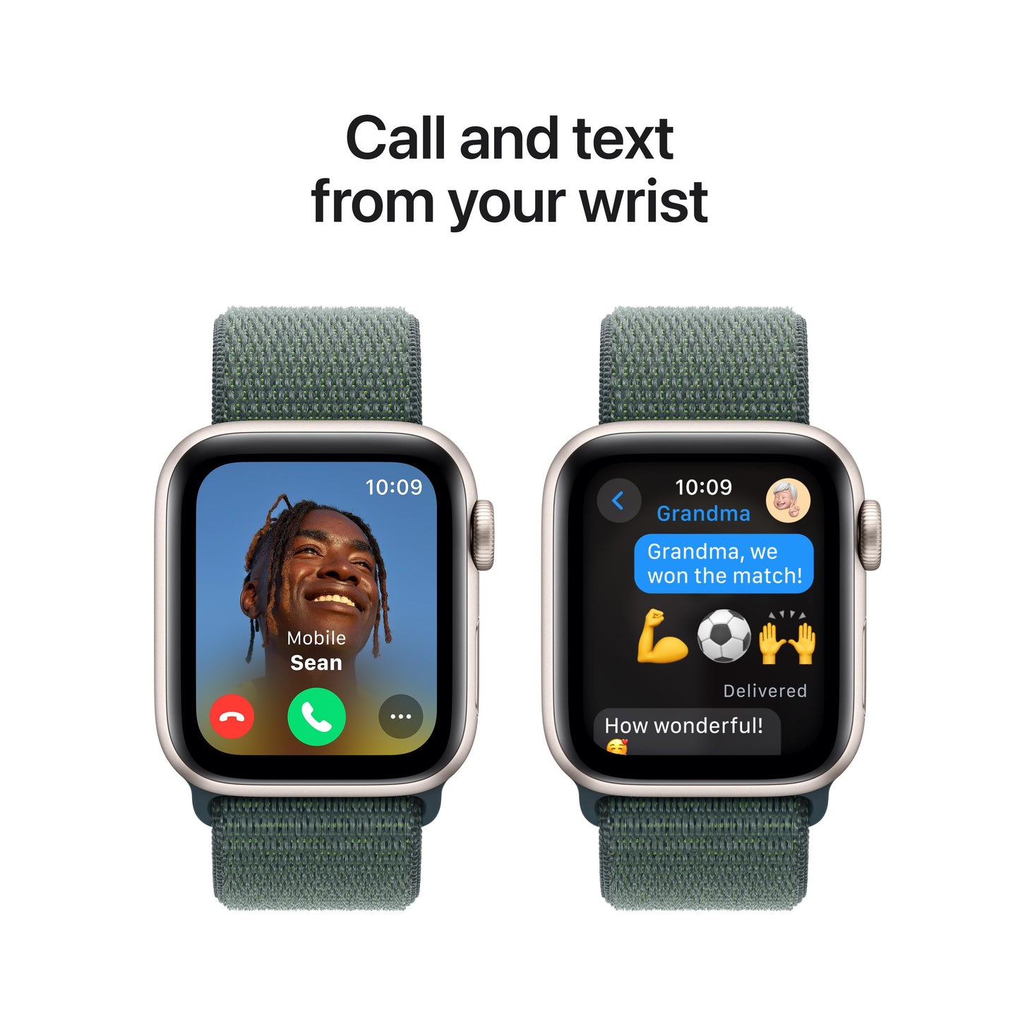2024 Apple Watch SE GPS 40mm Starlight Aluminium Case with Lake Green Sport Loop