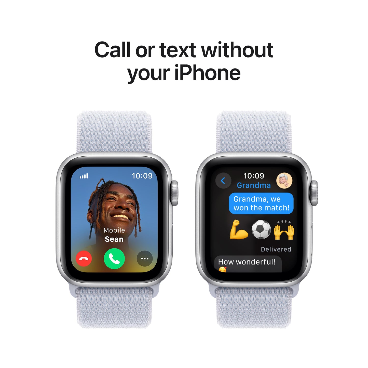 2024 Apple Watch SE GPS + Cellular 40mm Silver Aluminium Case with Blue Cloud Sport Loop