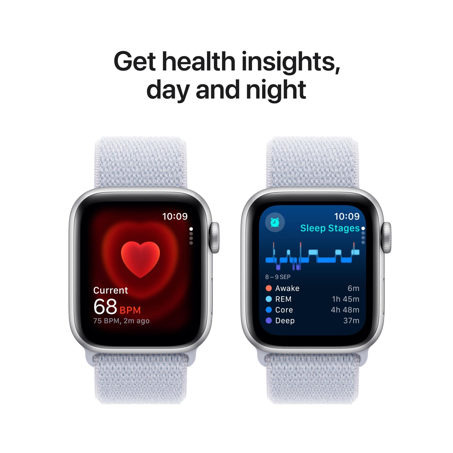 2024 Apple Watch SE GPS + Cellular 40mm Silver Aluminium Case with Blue Cloud Sport Loop