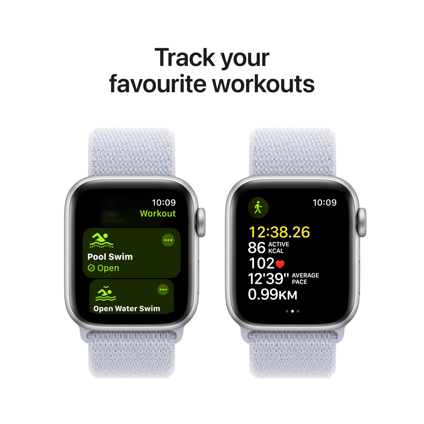 2024 Apple Watch SE GPS + Cellular 40mm Silver Aluminium Case with Blue Cloud Sport Loop
