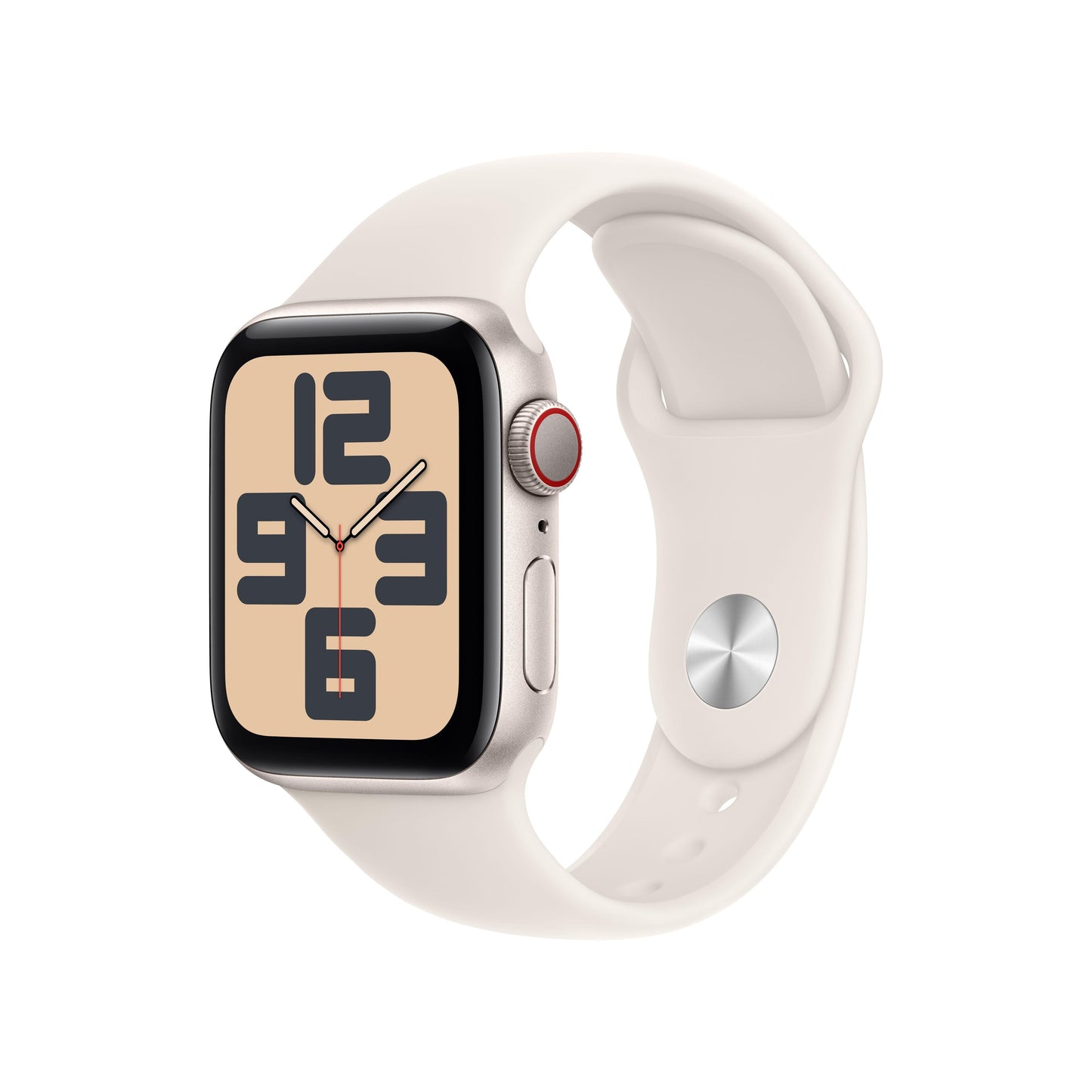 2024 Apple Watch SE GPS + Cellular 40mm Starlight Aluminium Case with Starlight Sport Band - S/M