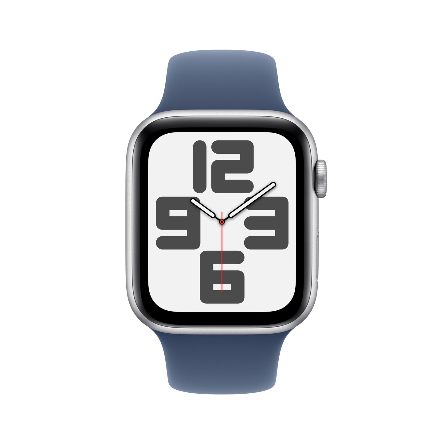 2024 Apple Watch SE GPS 44mm Silver Aluminium Case with Denim Sport Band - S/M