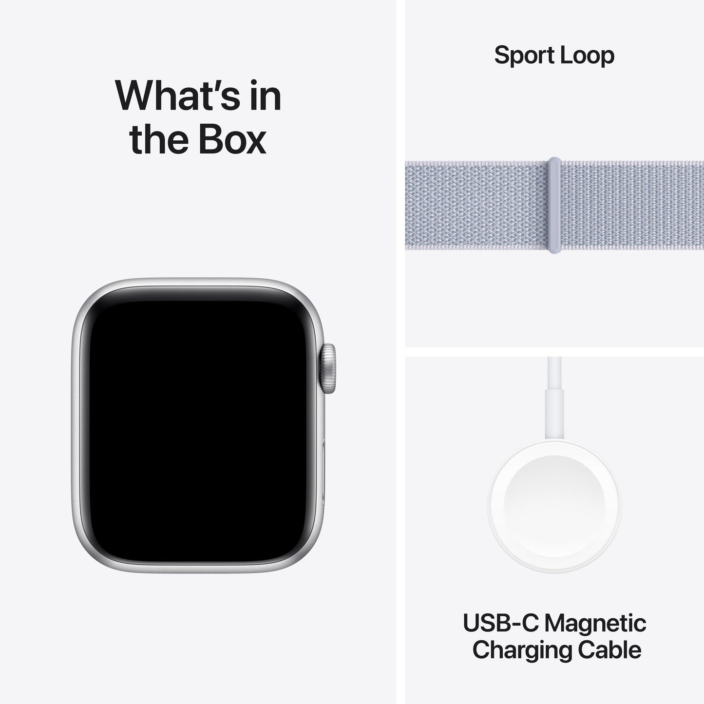2024 Apple Watch SE GPS 44mm Silver Aluminium Case with Blue Cloud Sport Loop