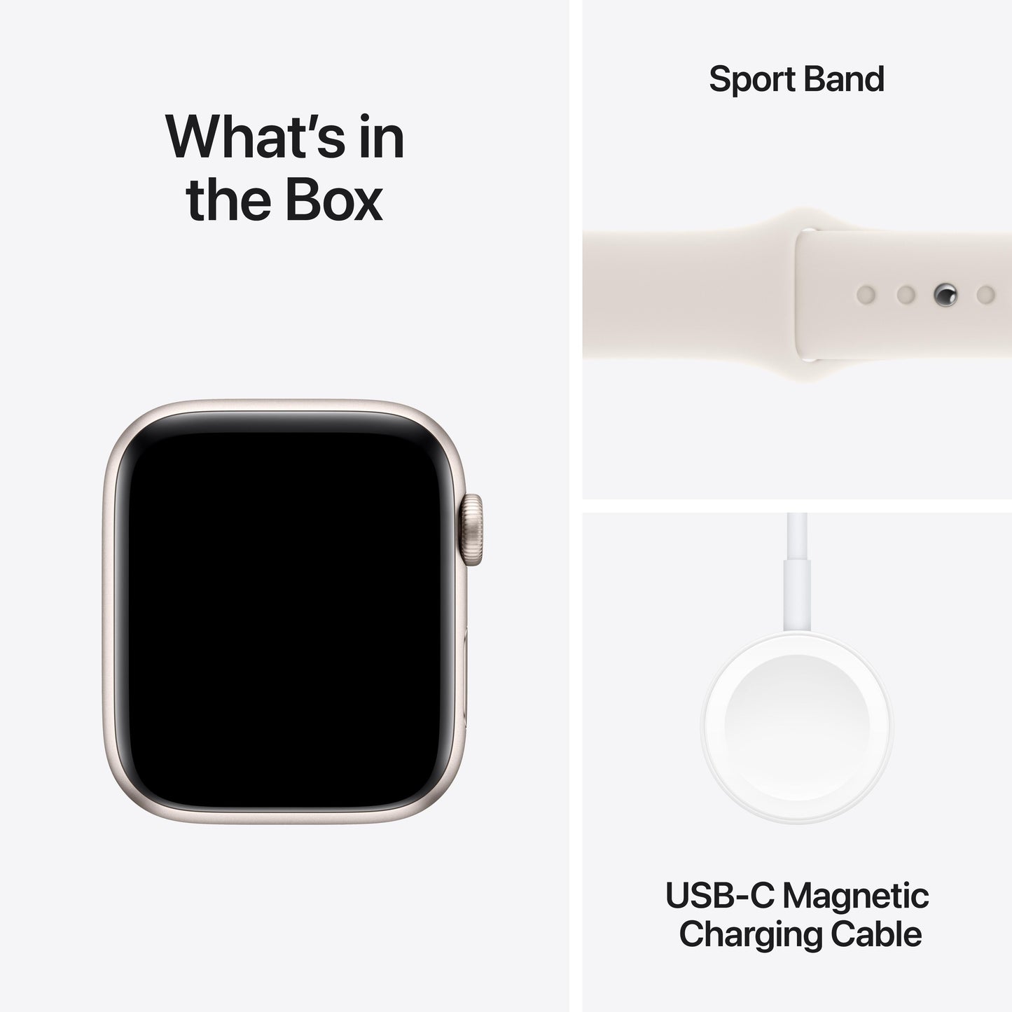 2024 Apple Watch SE GPS 44mm Starlight Aluminium Case with Starlight Sport Band - S/M
