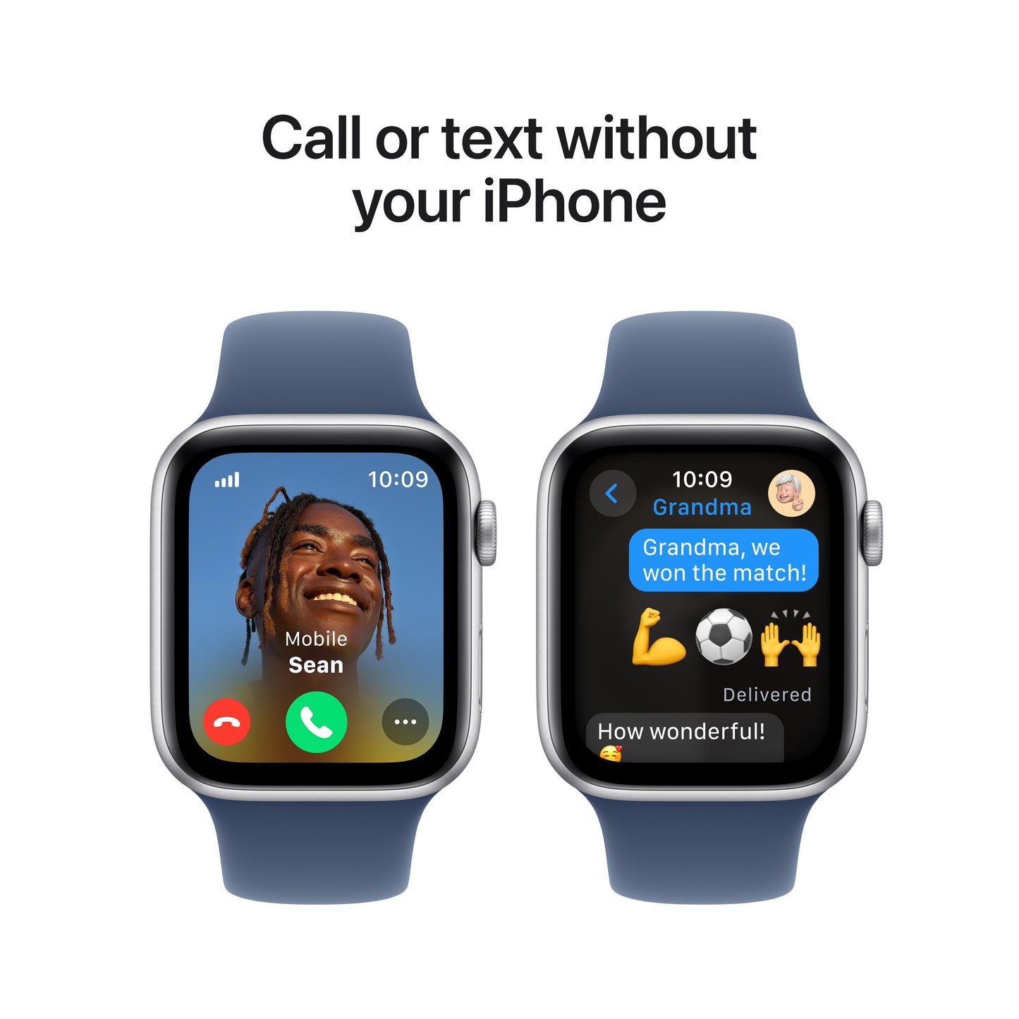 2024 Apple Watch SE GPS + Cellular 44mm Silver Aluminium Case with Denim Sport Band - S/M