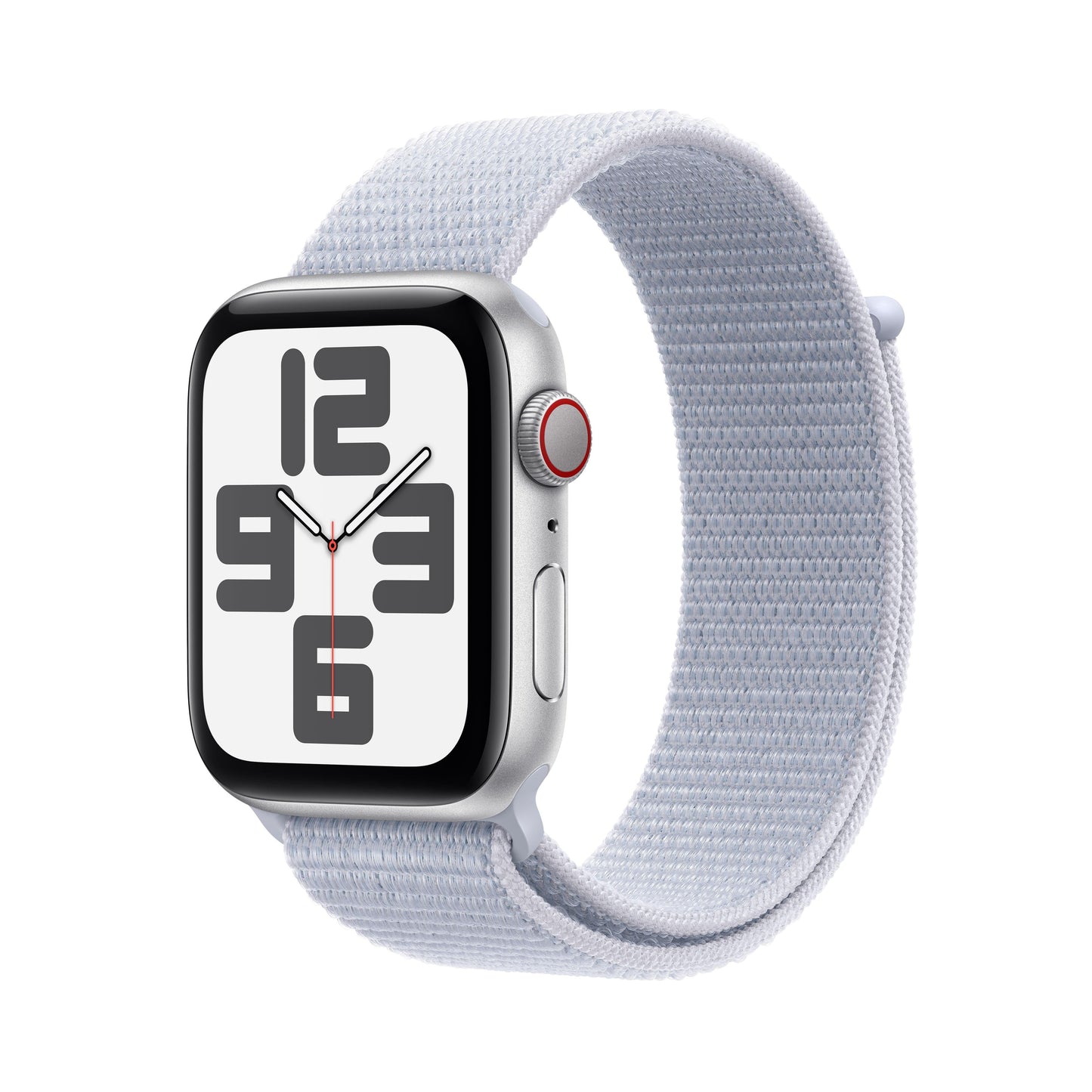 2024 Apple Watch SE GPS + Cellular 44mm Silver Aluminium Case with Blue Cloud Sport Loop
