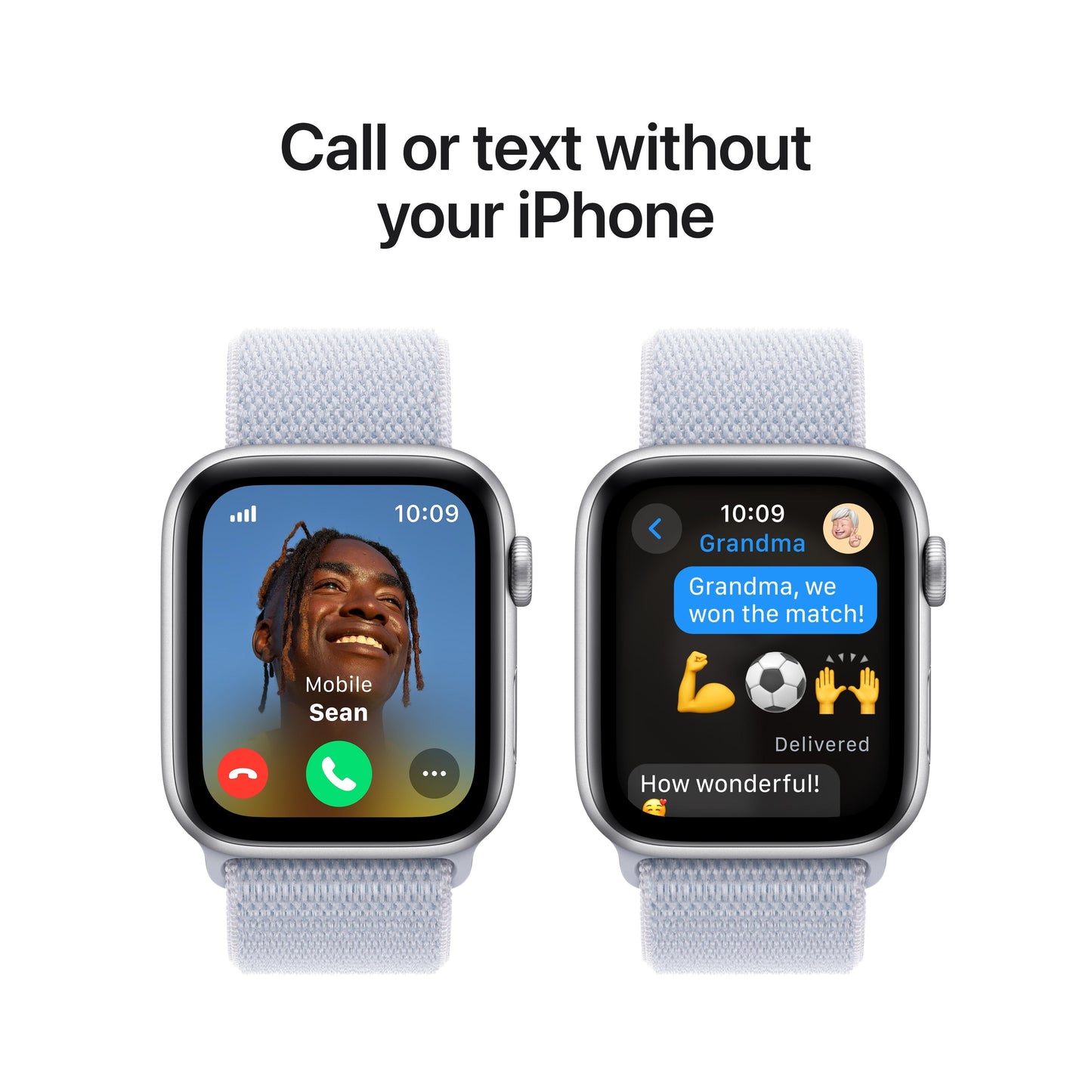 2024 Apple Watch SE GPS + Cellular 44mm Silver Aluminium Case with Blue Cloud Sport Loop