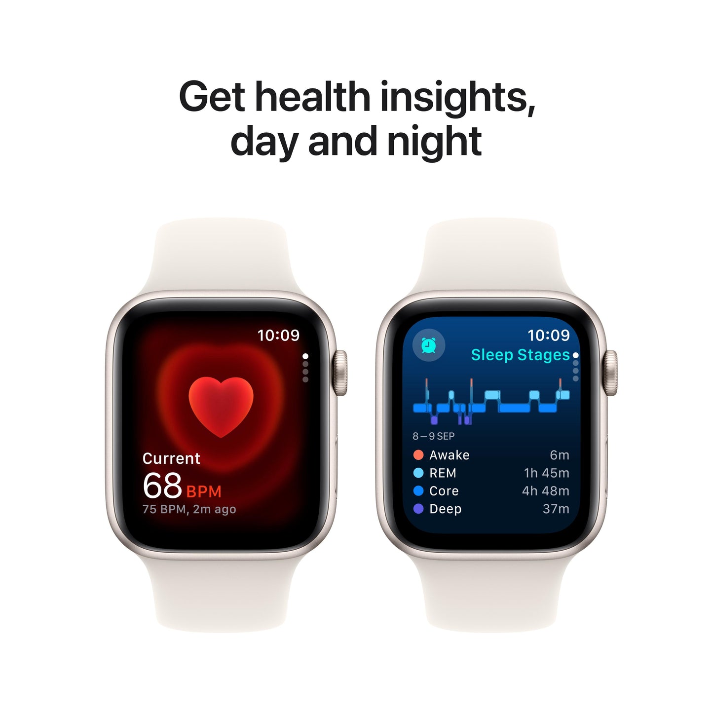 2024 Apple Watch SE GPS + Cellular 44mm Starlight Aluminium Case with Starlight Sport Band - S/M