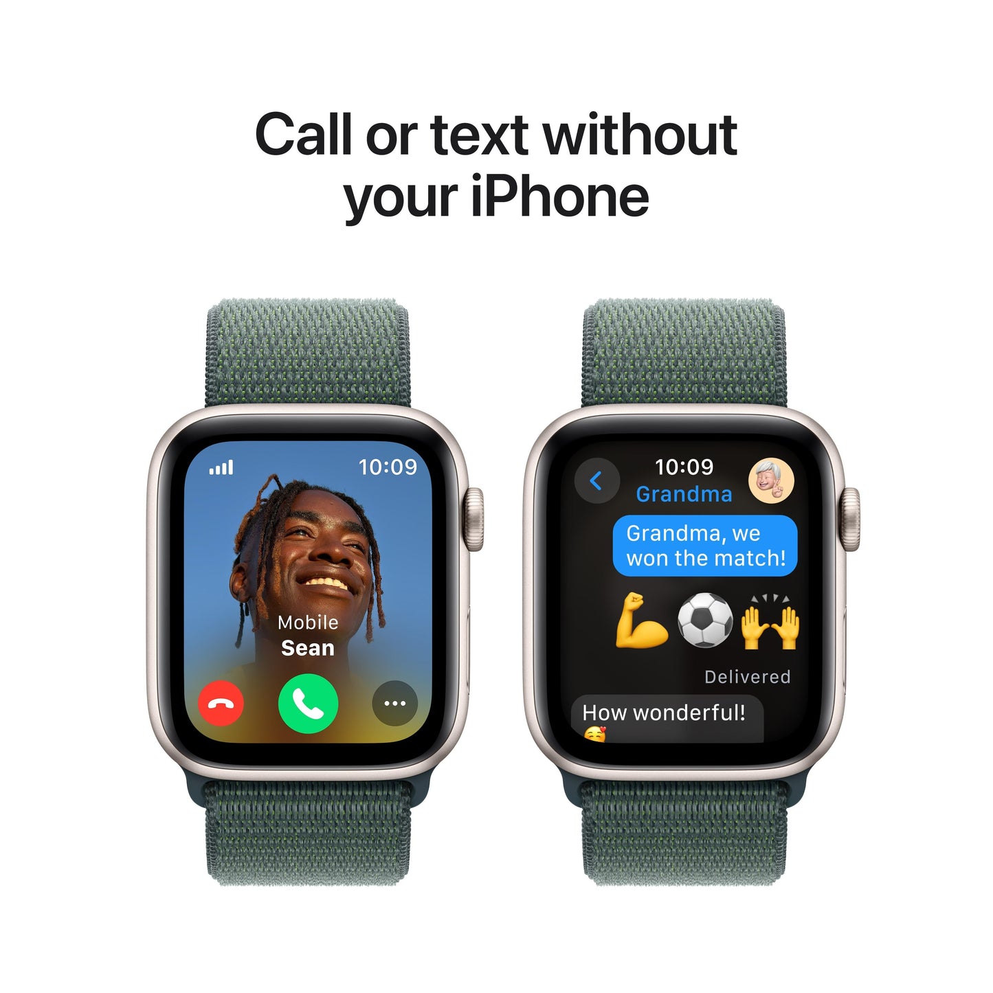 2024 Apple Watch SE GPS + Cellular 44mm Starlight Aluminium Case with Lake Green Sport Loop