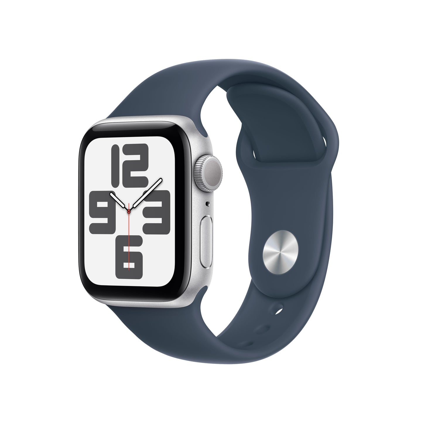 2023 Apple Watch SE GPS 40mm Silver Aluminium Case with Storm Blue Sport Band - S/M
