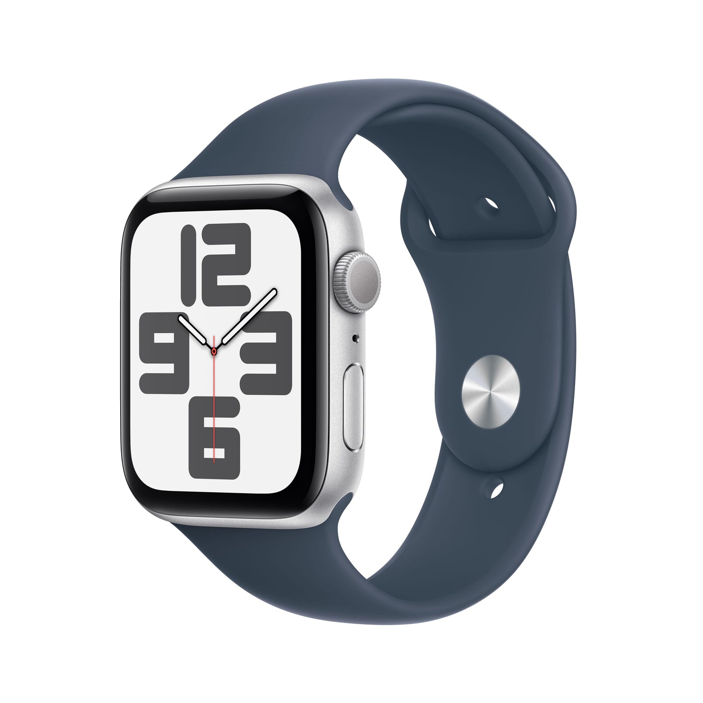 2023 Apple Watch SE GPS 44mm Silver Aluminium Case with Storm Blue Sport Band - M/L