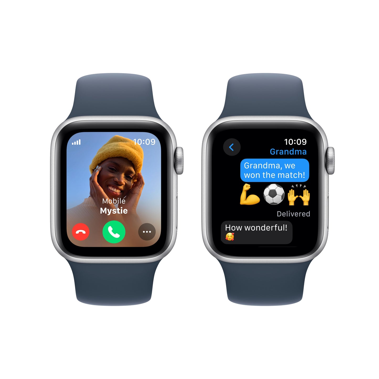 2023 Apple Watch SE GPS + Cellular 40mm Silver Aluminium Case with Storm Blue Sport Band - M/L