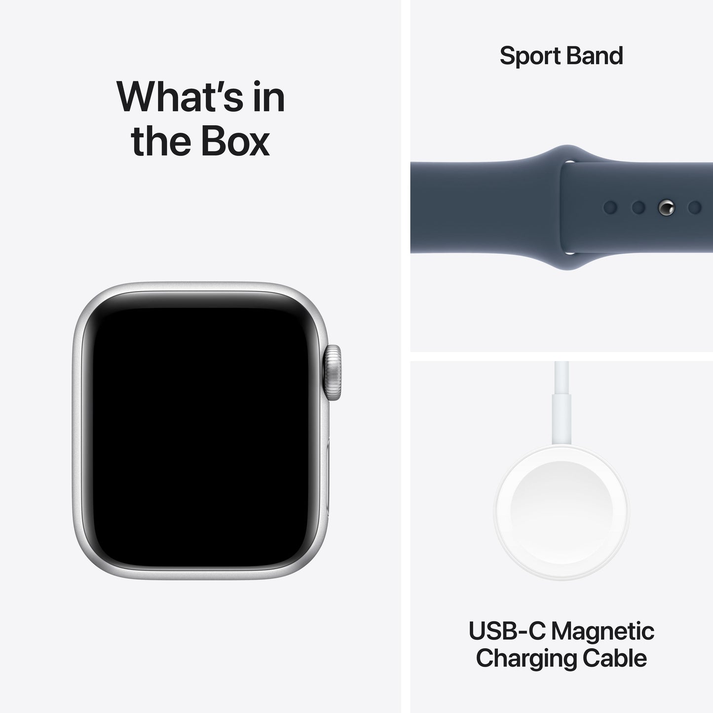2023 Apple Watch SE GPS + Cellular 40mm Silver Aluminium Case with Storm Blue Sport Band - M/L