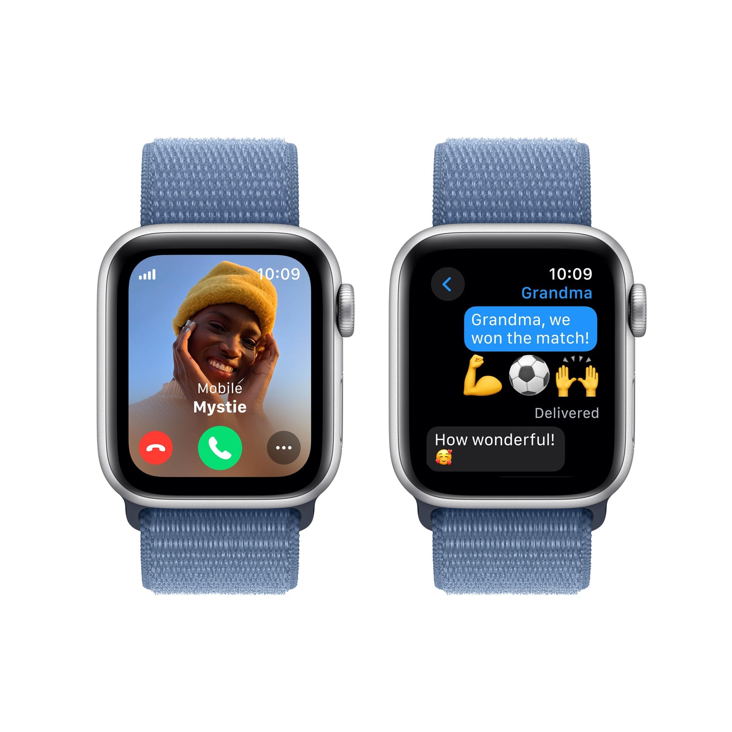 2023 Apple Watch SE GPS + Cellular 40mm Silver Aluminium Case with Winter Blue Sport Loop