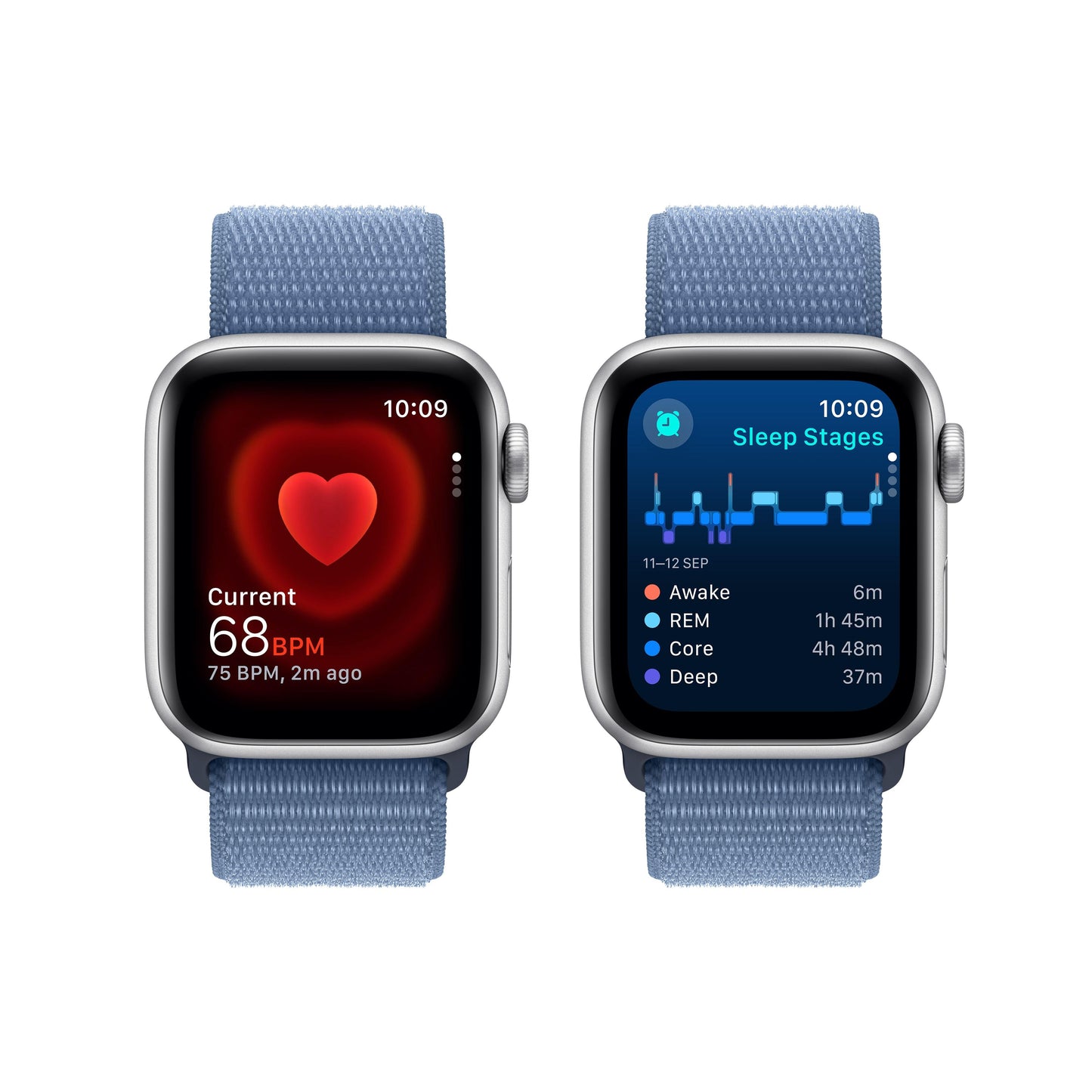 2023 Apple Watch SE GPS + Cellular 40mm Silver Aluminium Case with Winter Blue Sport Loop