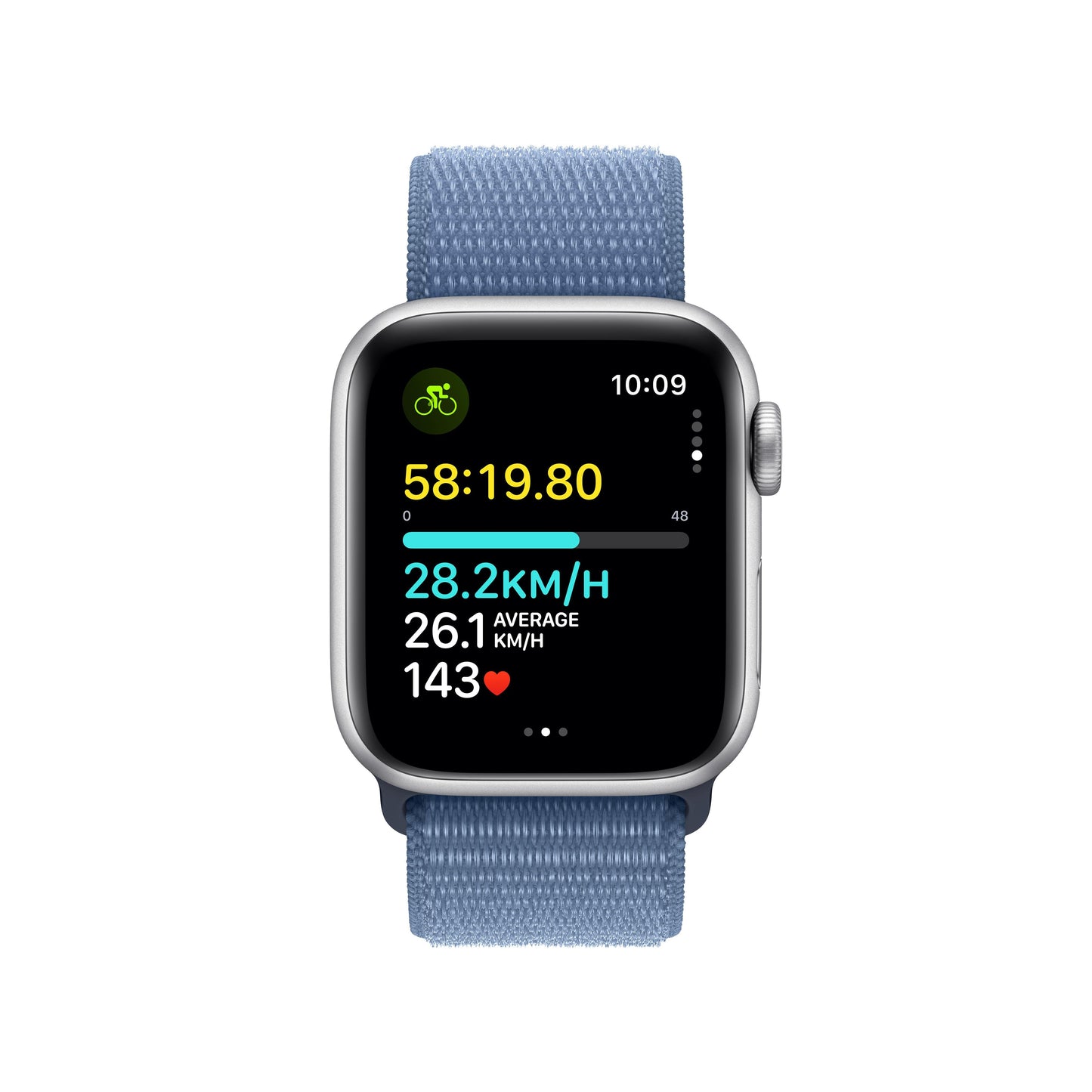 2023 Apple Watch SE GPS + Cellular 40mm Silver Aluminium Case with Winter Blue Sport Loop