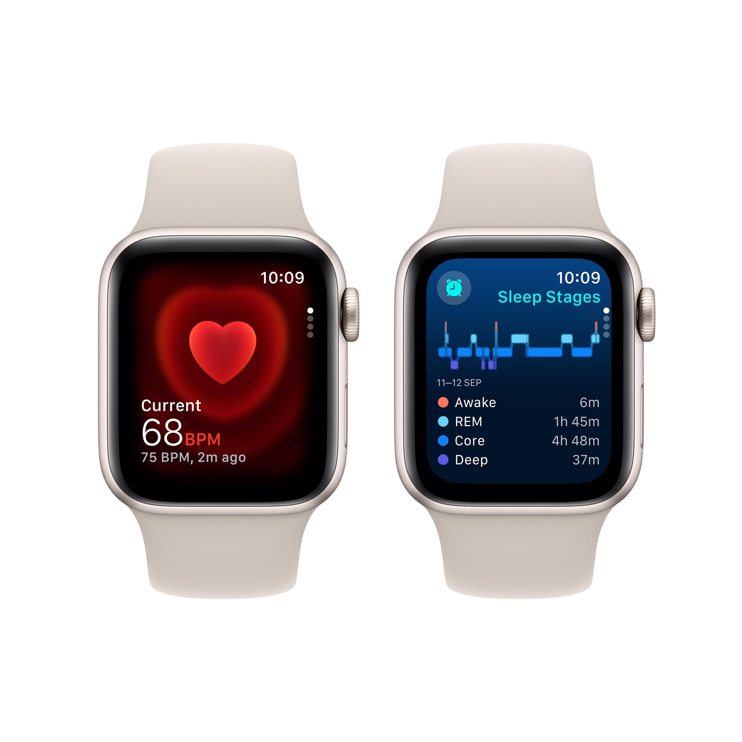 2023 Apple Watch SE GPS + Cellular 40mm Starlight Aluminium Case with Starlight Sport Band - M/L