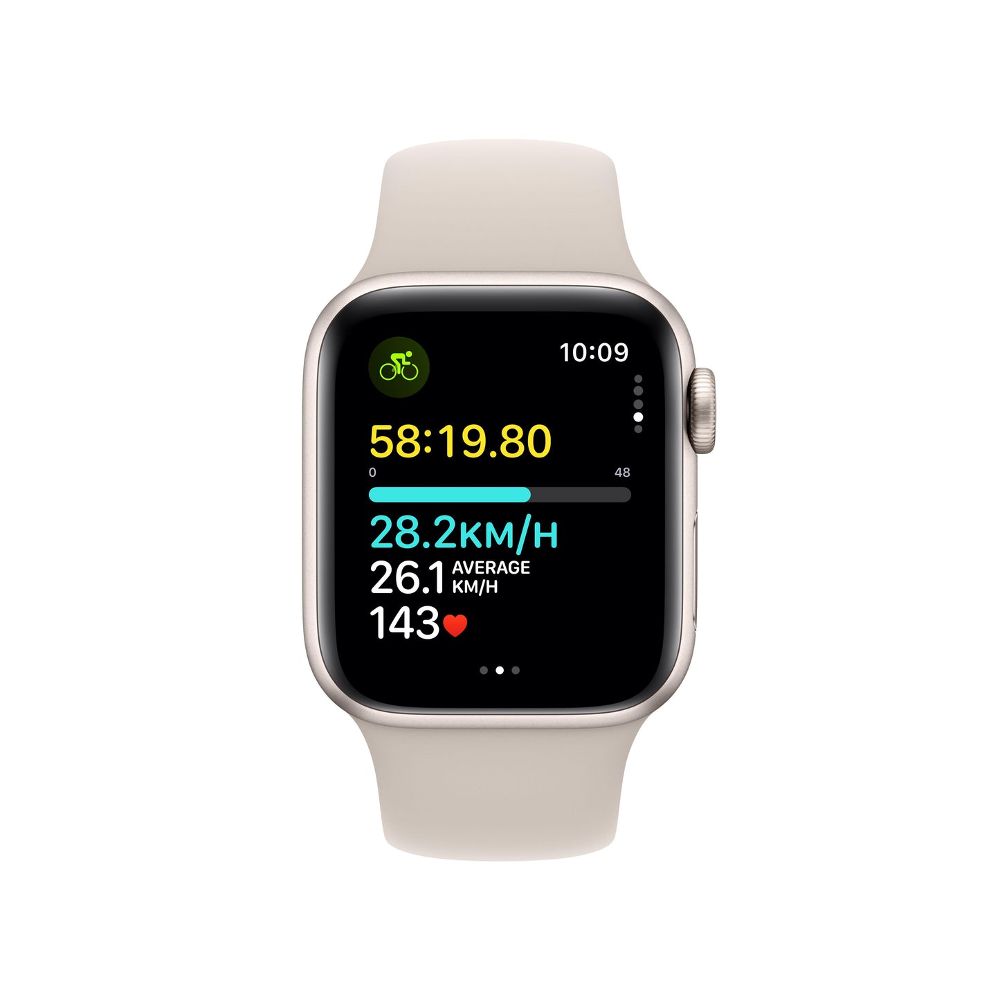 2023 Apple Watch SE GPS + Cellular 40mm Starlight Aluminium Case with Starlight Sport Band - S/M