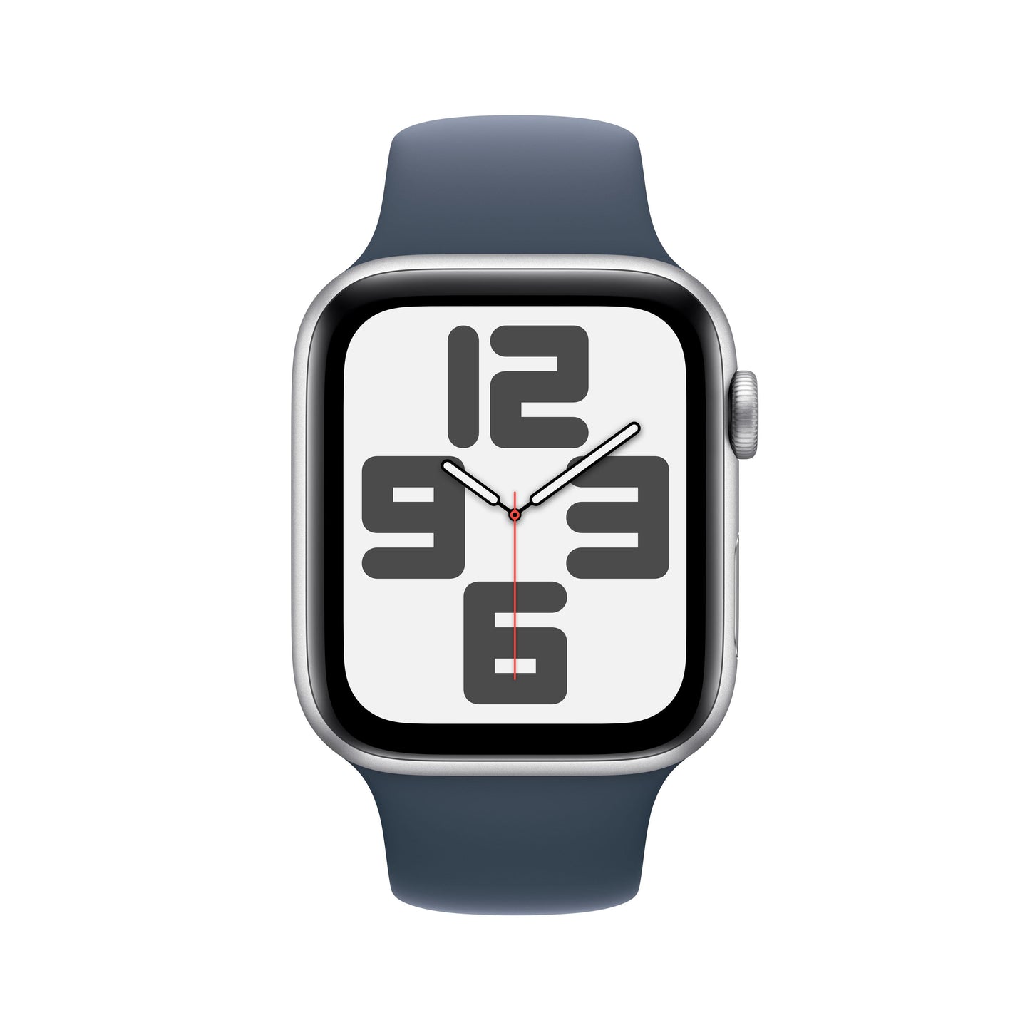 2023 Apple Watch SE GPS + Cellular 44mm Silver Aluminium Case with Storm Blue Sport Band - S/M