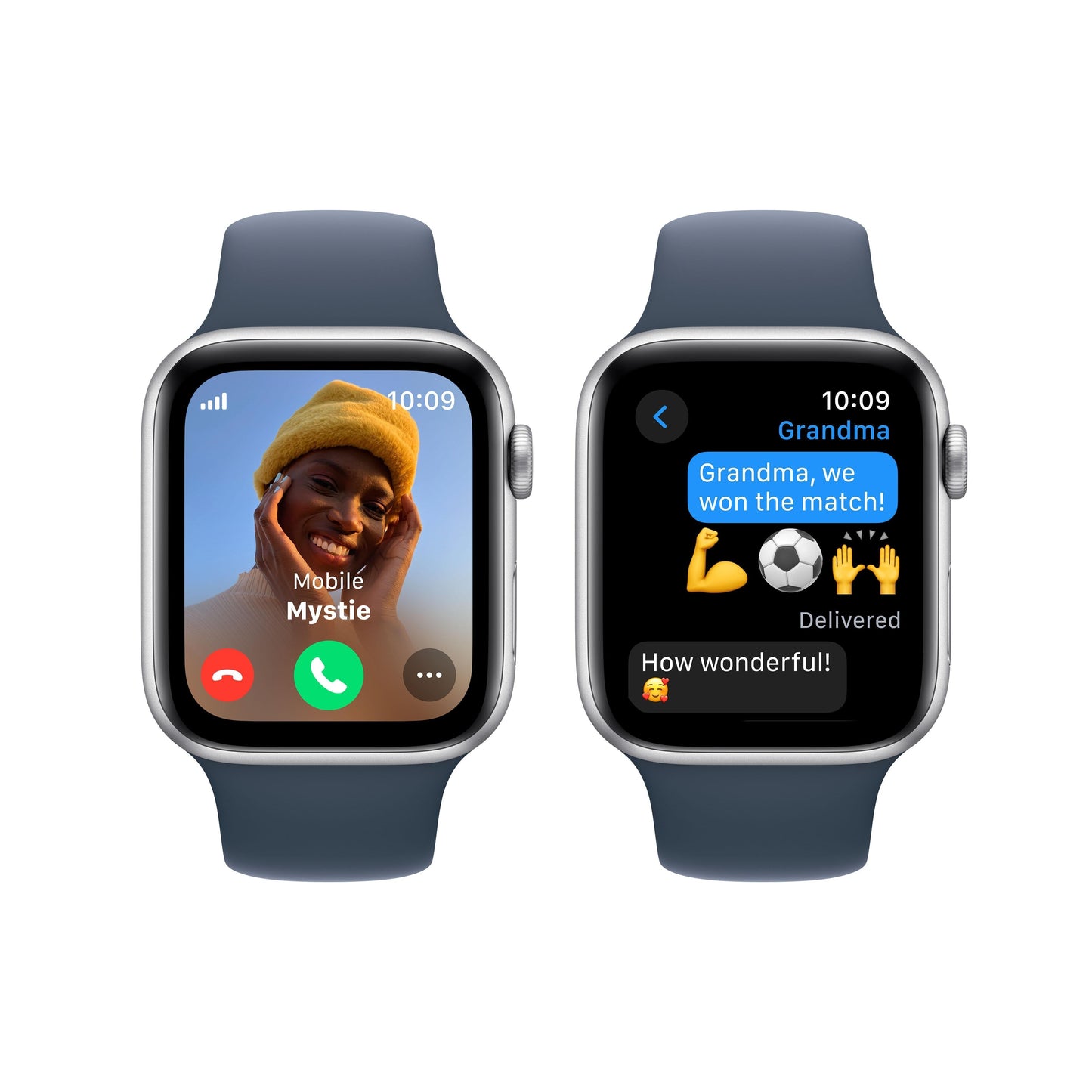 2023 Apple Watch SE GPS + Cellular 44mm Silver Aluminium Case with Storm Blue Sport Band - S/M