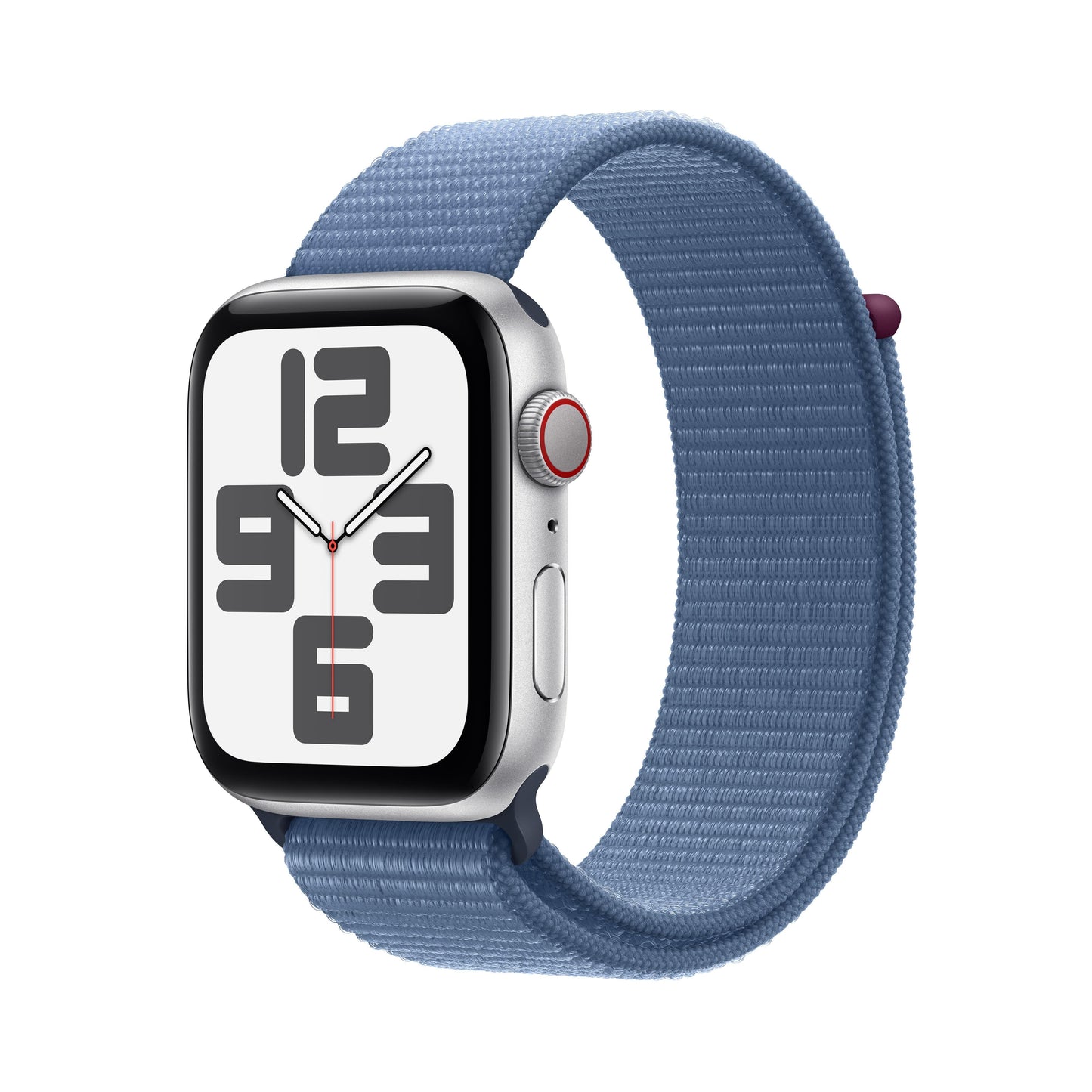 2023 Apple Watch SE GPS + Cellular 44mm Silver Aluminium Case with Winter Blue Sport Loop