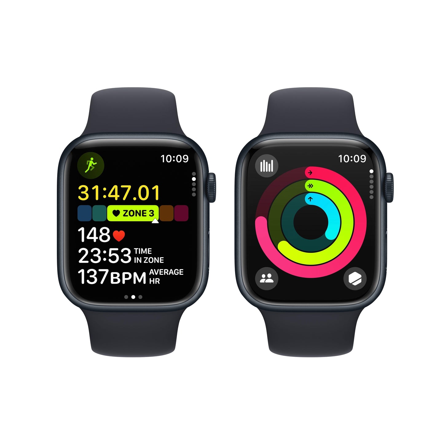 Apple Watch Series 9 GPS 45mm Midnight Aluminium Case with Midnight Sport Band - S/M