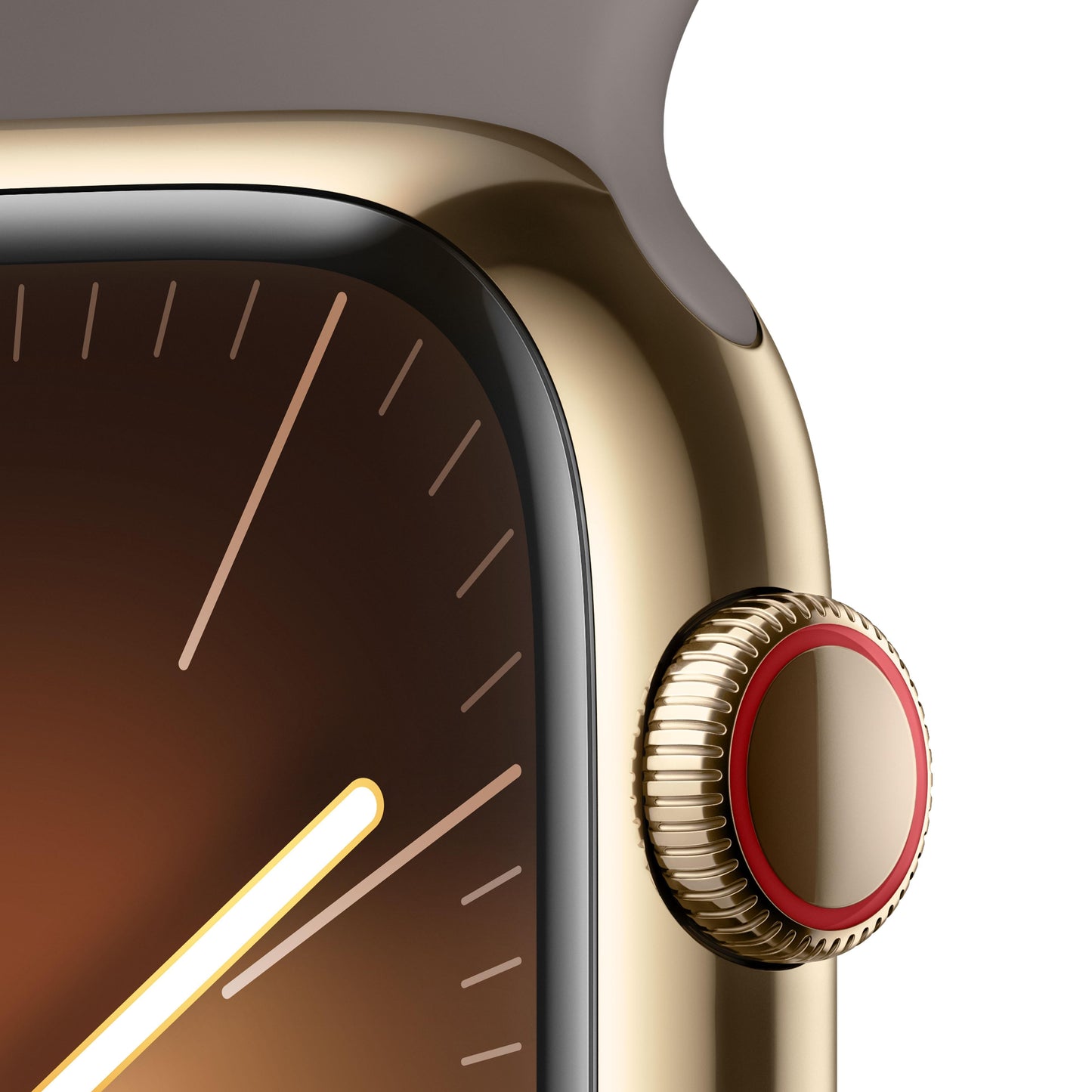 Apple Watch Series 9 GPS + Cellular 45mm Gold Stainless Steel Case with Clay Sport Band - S/M