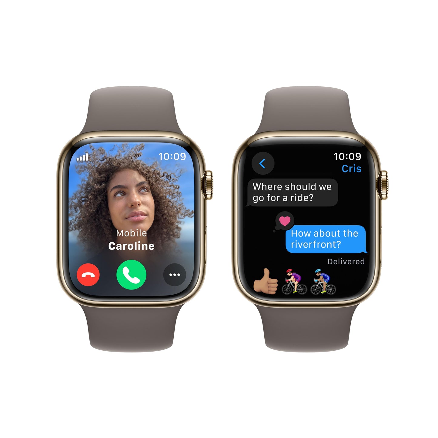 Apple Watch Series 9 GPS + Cellular 45mm Gold Stainless Steel Case with Clay Sport Band - M/L