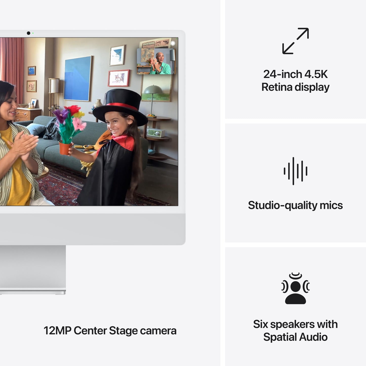 24-inch iMac with Retina 4.5K display: Apple M4 chip with 8-core CPU and 8‑core GPU, 256GB SSD - Silver