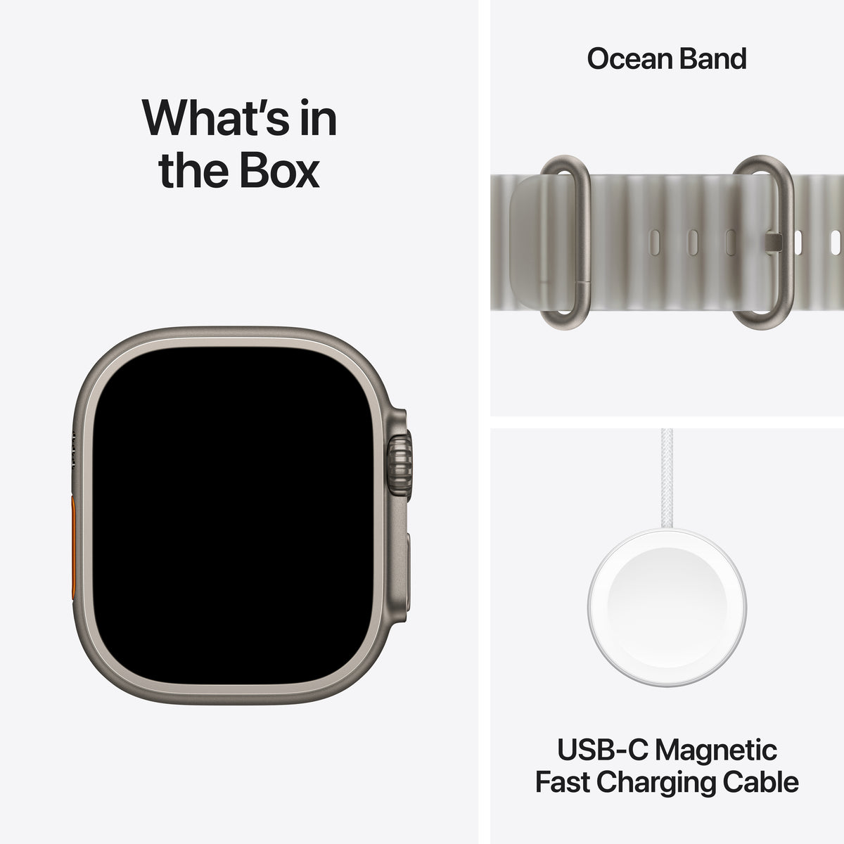 Apple Watch Ultra 4 GPS + Cellular 49mm Natural Titanium Case with Translucent Grey Ocean Band