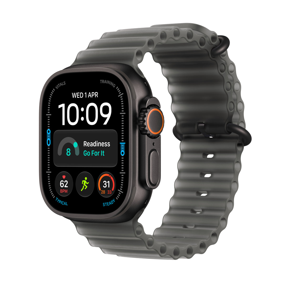 Apple Watch Ultra 4 GPS + Cellular 49mm Black Titanium Case with Translucent Black Ocean Band
