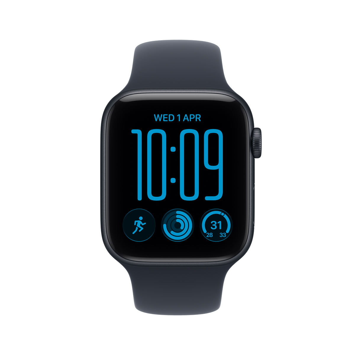 Apple Watch SE 3 GPS + Cellular 44mm Midnight Aluminium Case with Navy Blue Sport Band - M/L