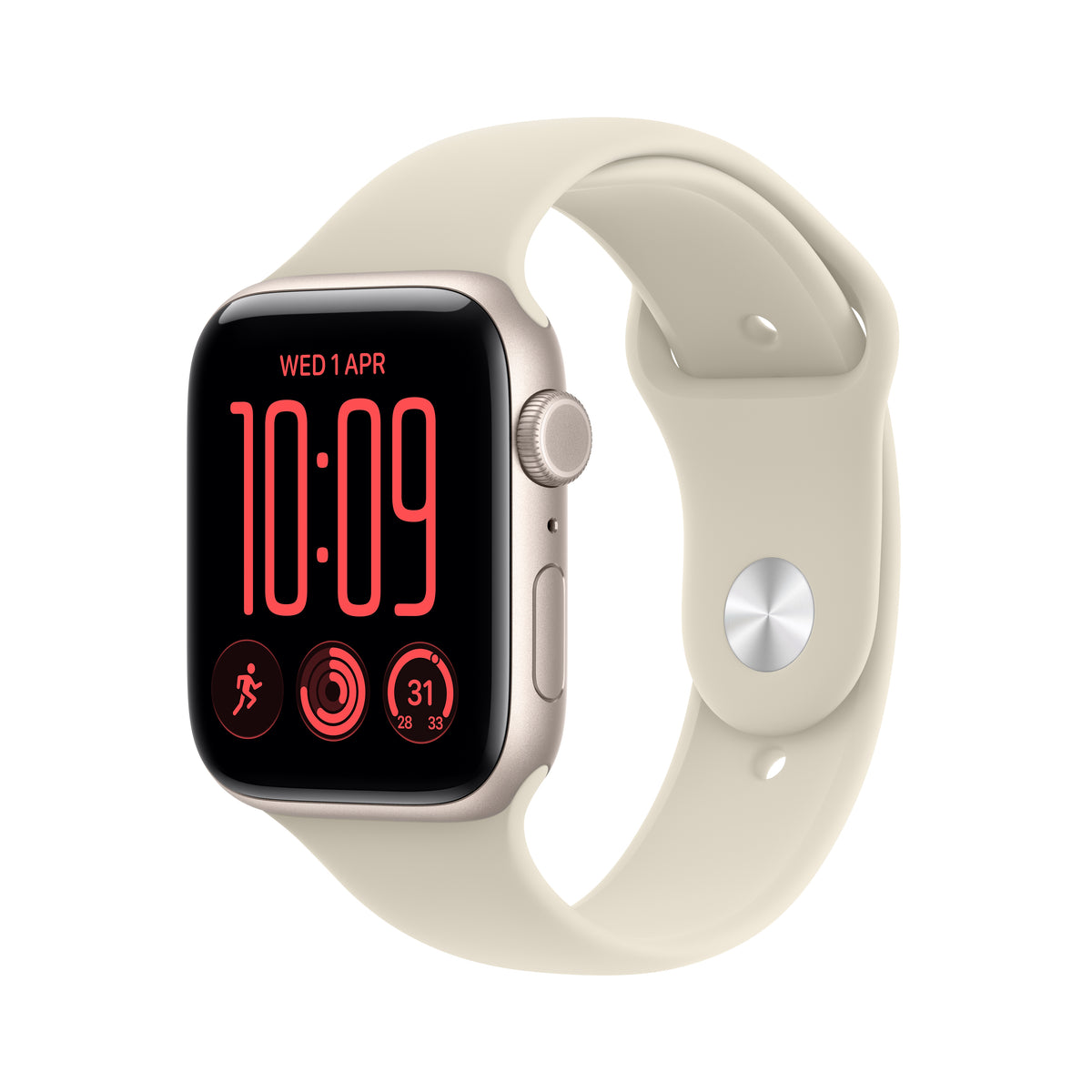 Apple Watch SE 3 GPS + Cellular 44mm Starlight Aluminium Case with Sand Sport Band - M/L