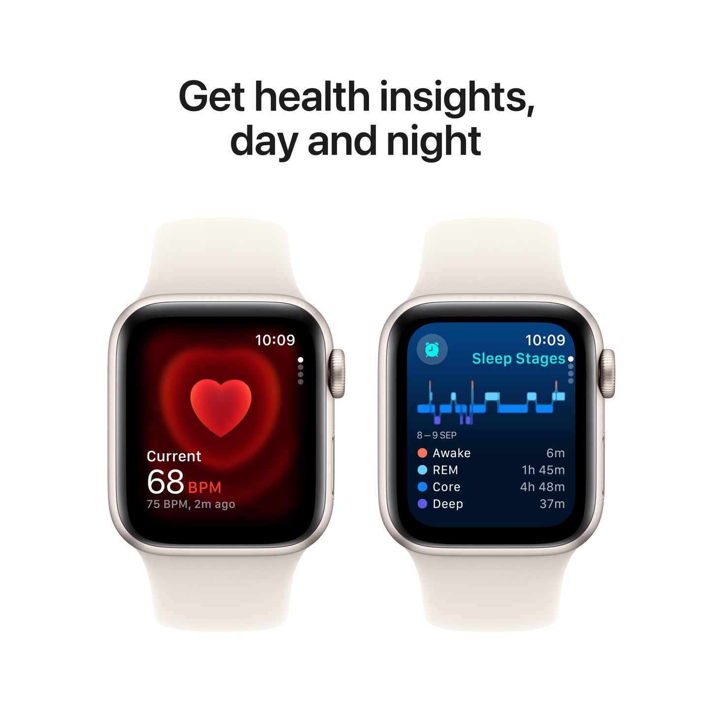 2024 Apple Watch SE GPS 40mm Starlight Aluminium Case with Starlight Sport Band - S/M