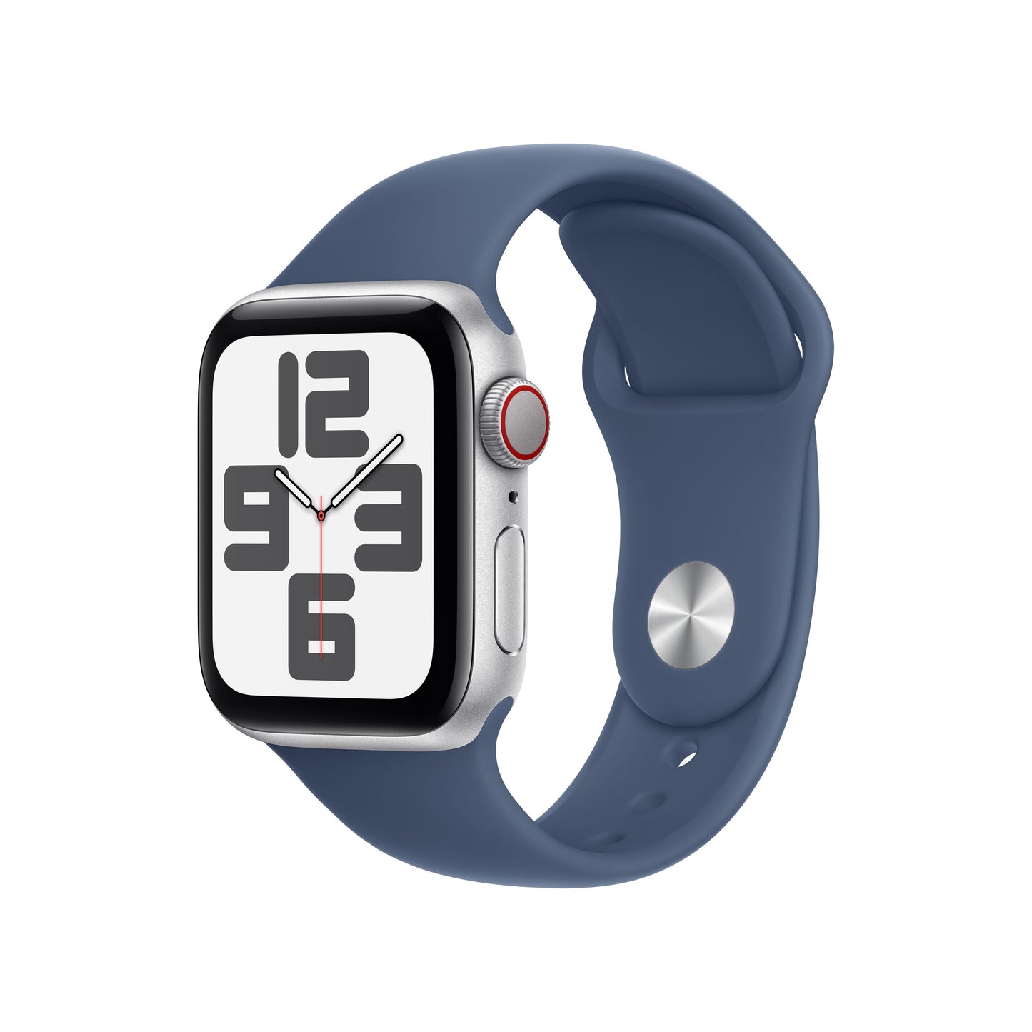 2024 Apple Watch SE GPS + Cellular 40mm Silver Aluminium Case with Denim Sport Band - M/L