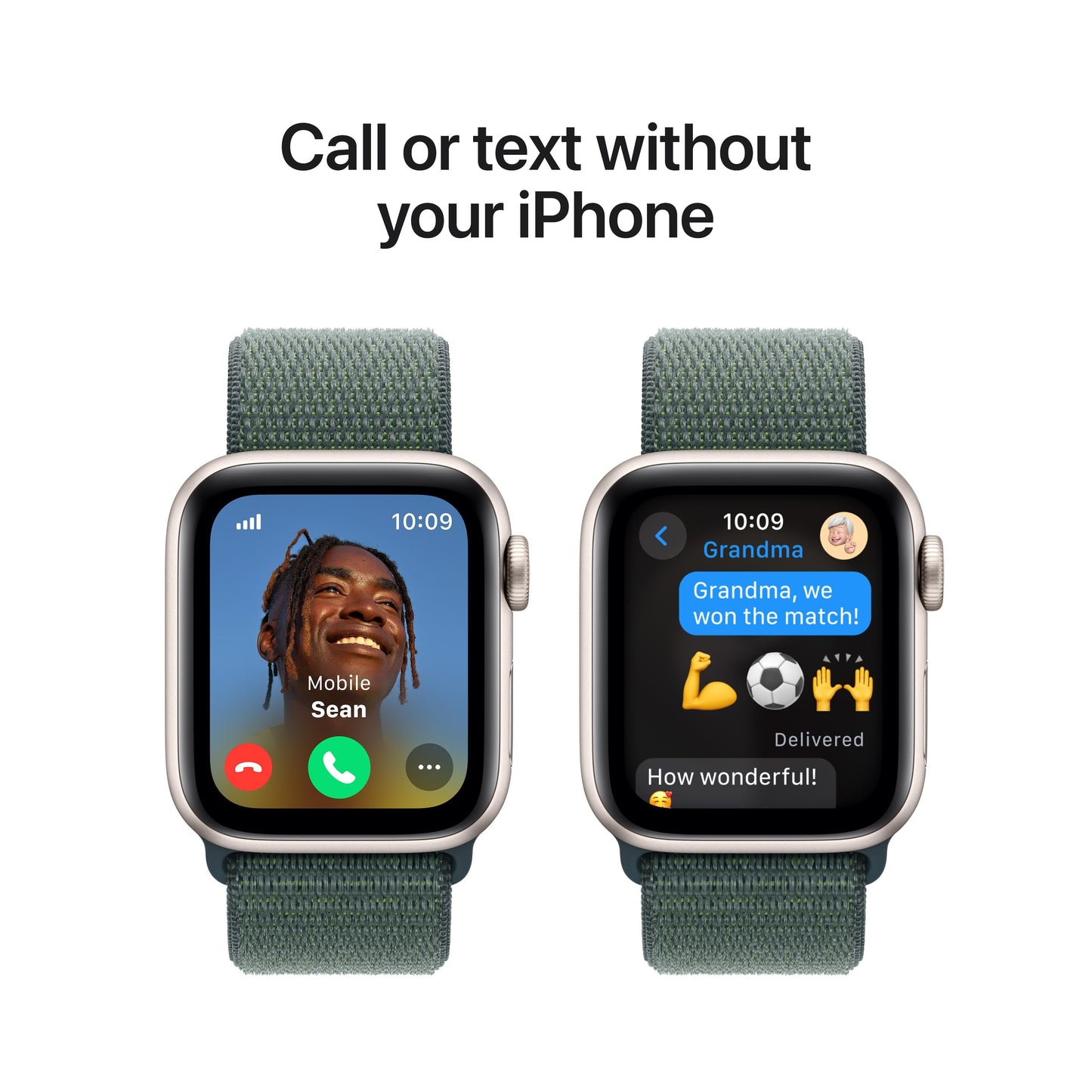 2024 Apple Watch SE GPS + Cellular 40mm Starlight Aluminium Case with Lake Green Sport Loop