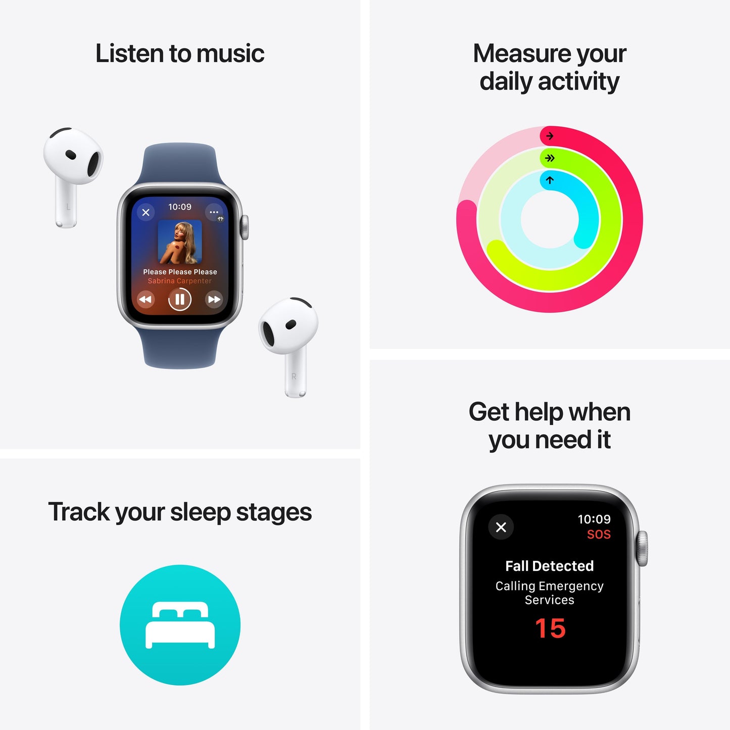 2024 Apple Watch SE GPS 44mm Midnight Aluminium Case with Ink Sport Loop