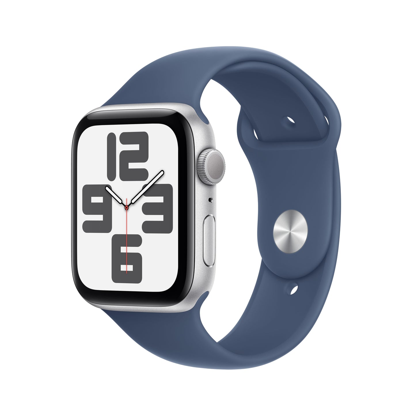 2024 Apple Watch SE GPS 44mm Silver Aluminium Case with Denim Sport Band - S/M