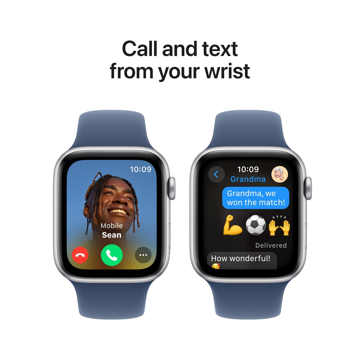 2024 Apple Watch SE GPS 44mm Silver Aluminium Case with Denim Sport Band - S/M