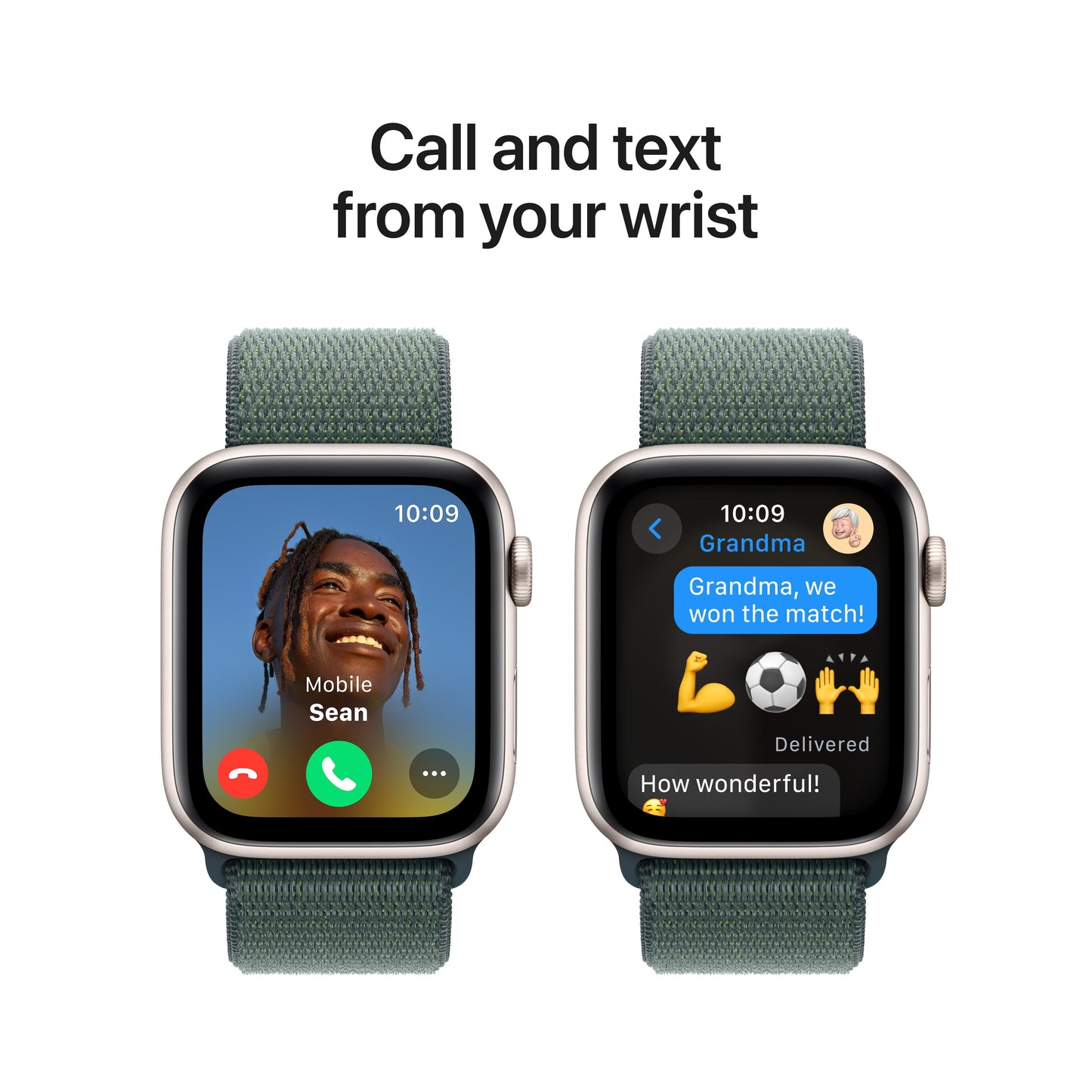 2024 Apple Watch SE GPS 44mm Starlight Aluminium Case with Lake Green Sport Loop