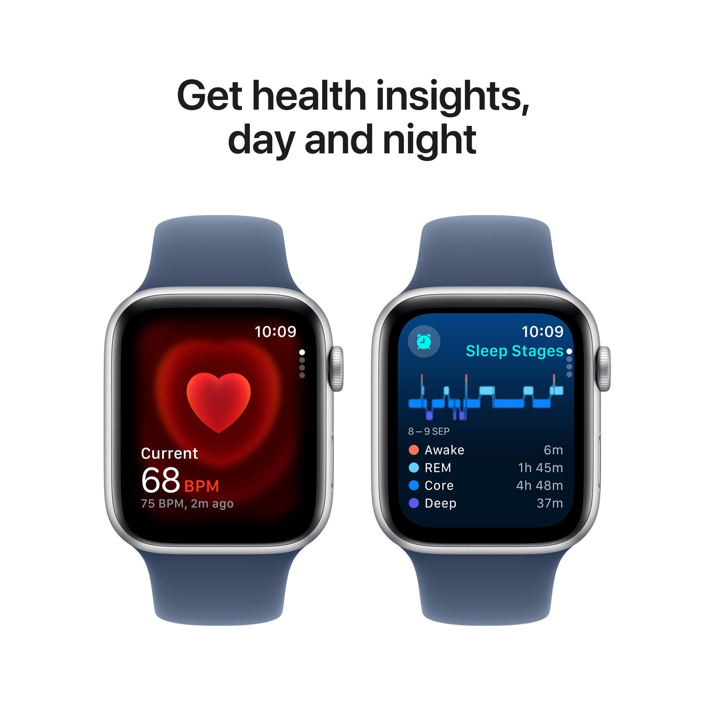 2024 Apple Watch SE GPS + Cellular 44mm Silver Aluminium Case with Denim Sport Band - S/M