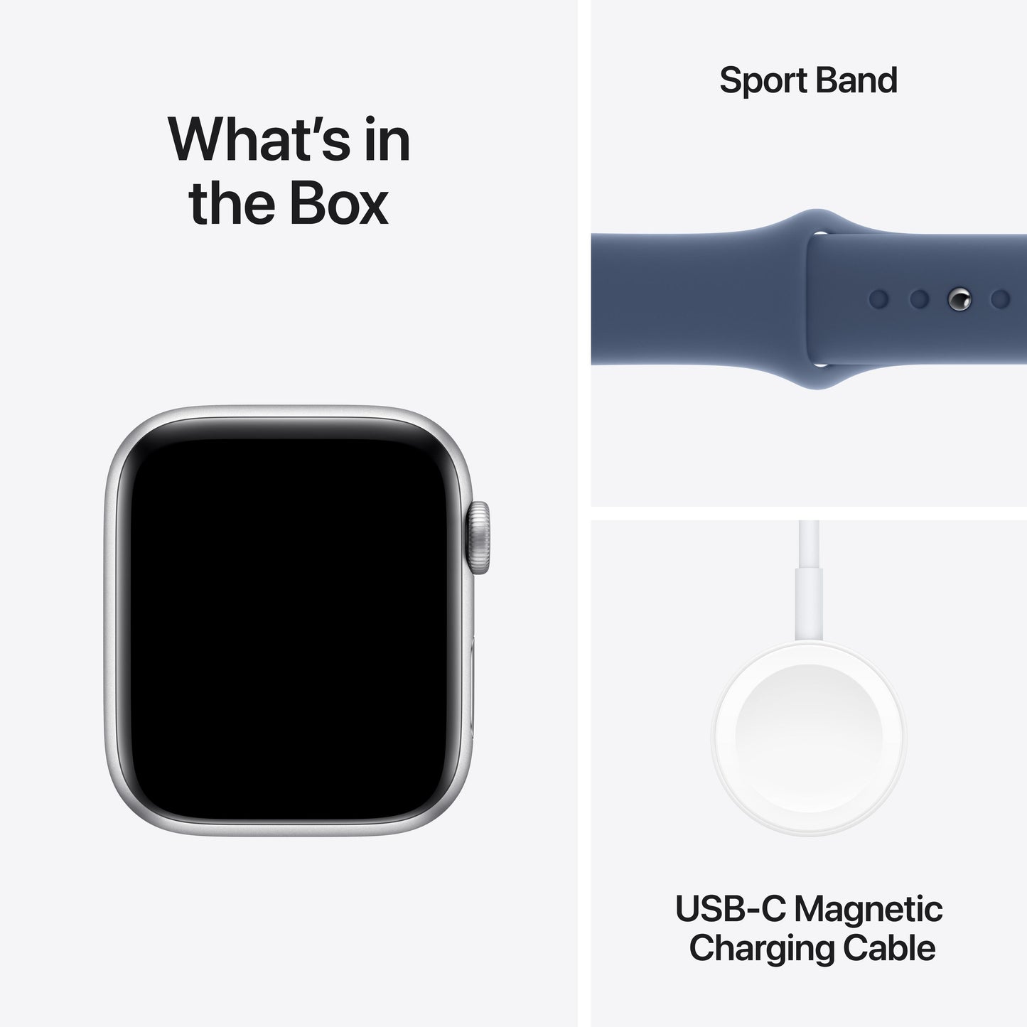 2024 Apple Watch SE GPS + Cellular 44mm Silver Aluminium Case with Denim Sport Band - S/M