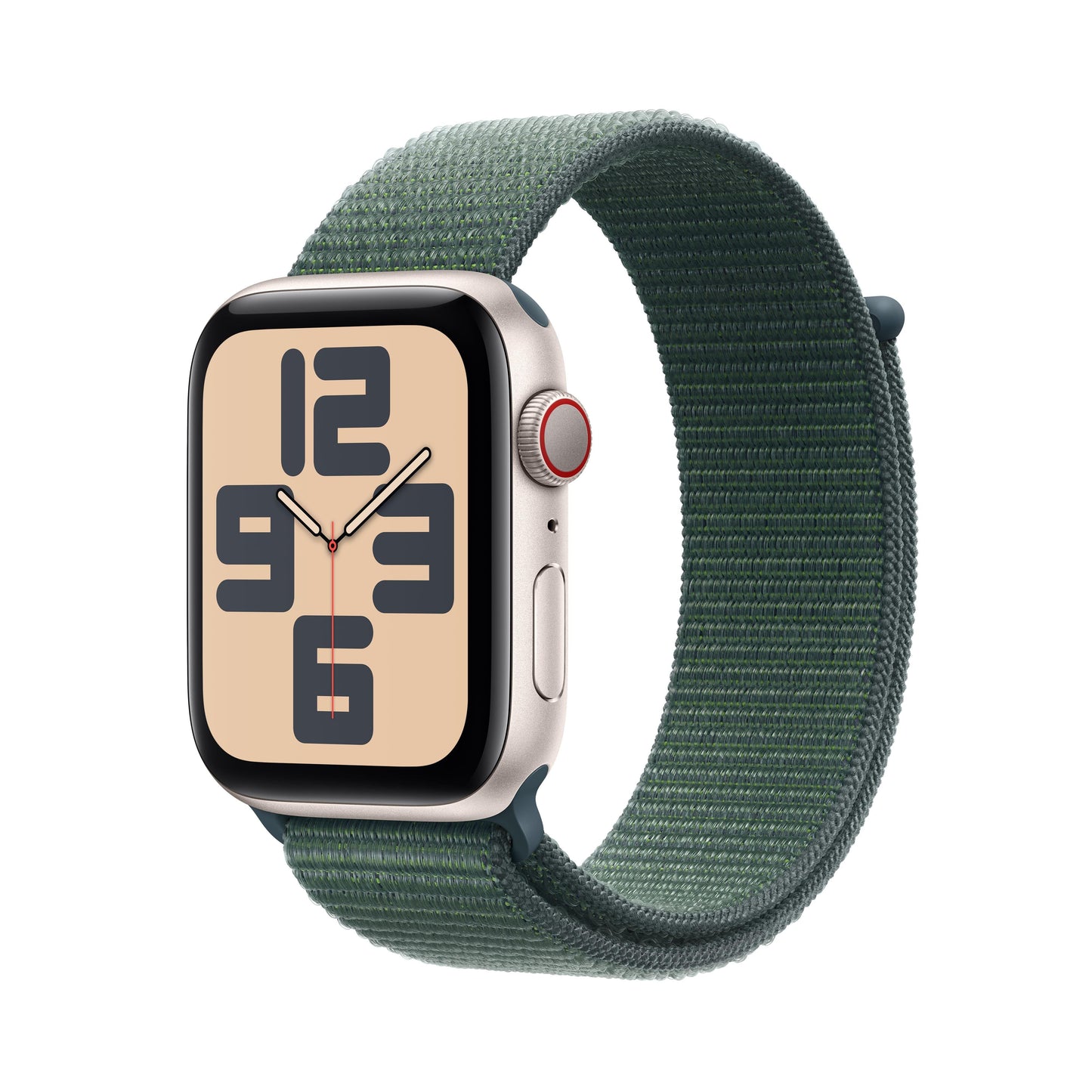 2024 Apple Watch SE GPS + Cellular 44mm Starlight Aluminium Case with Lake Green Sport Loop
