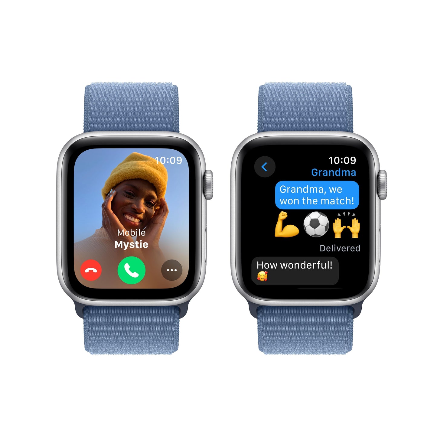 2023 Apple Watch SE GPS 44mm Silver Aluminium Case with Winter Blue Sport Loop
