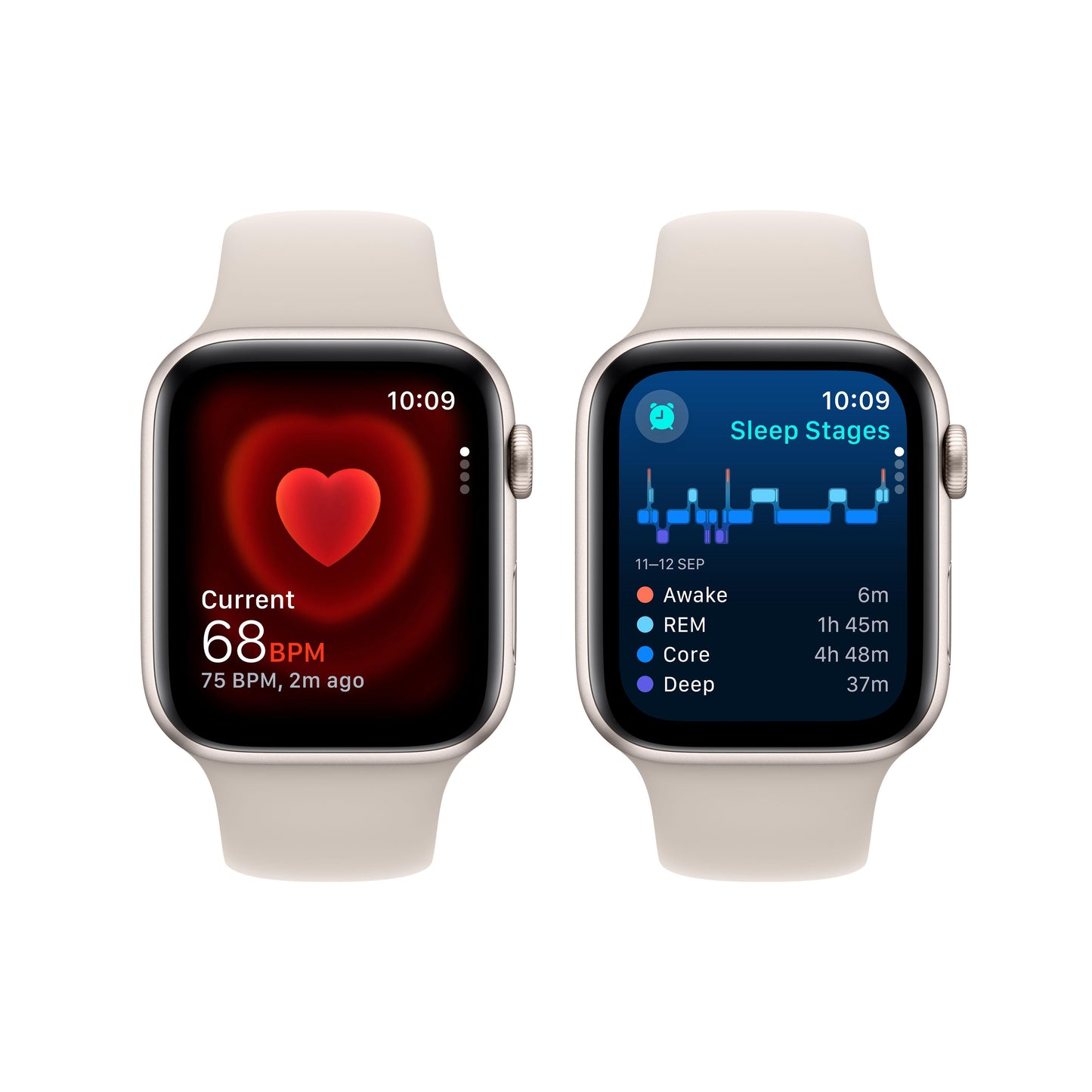 2023 Apple Watch SE GPS 44mm Starlight Aluminium Case with Starlight Sport Band - M/L