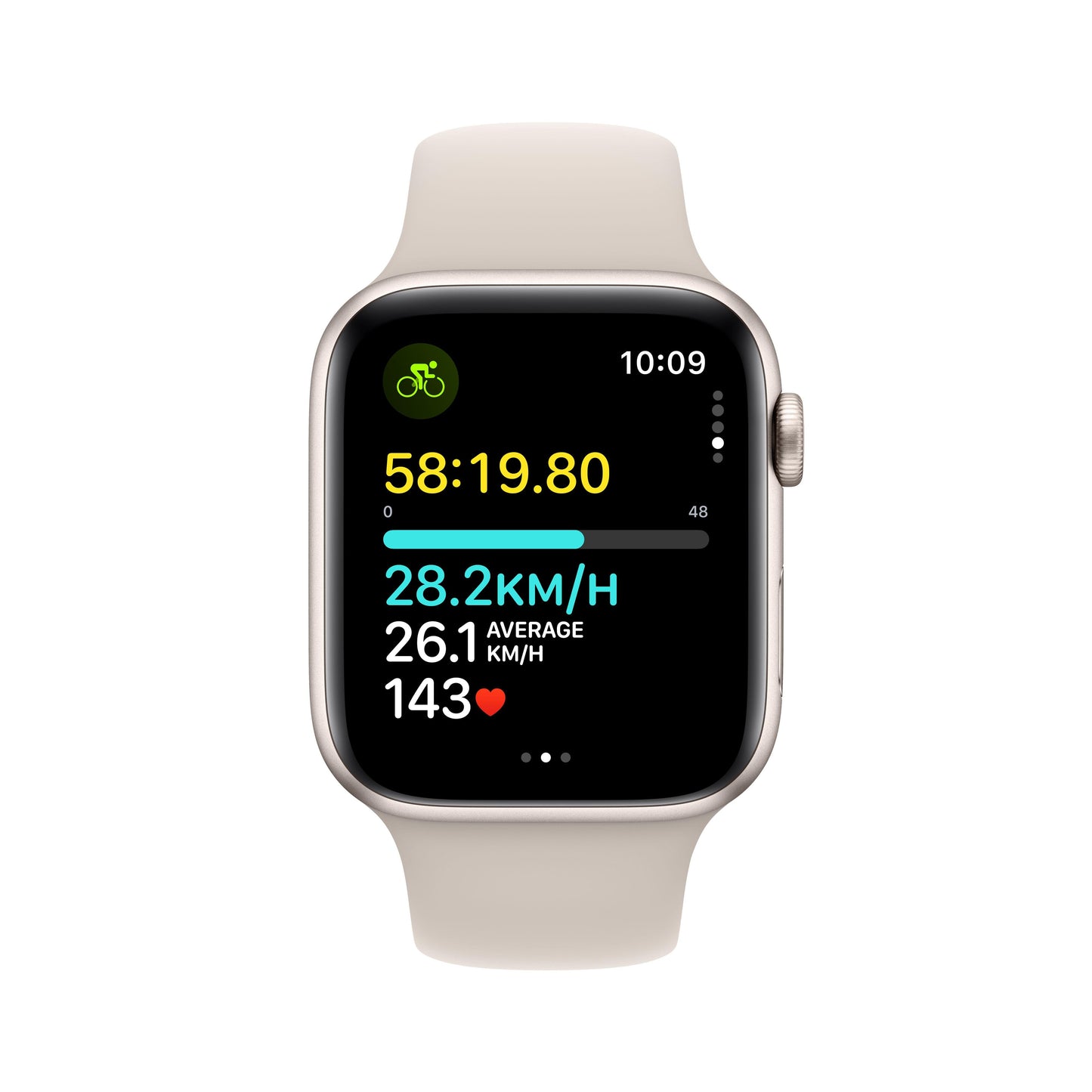 2023 Apple Watch SE GPS 44mm Starlight Aluminium Case with Starlight Sport Band - S/M