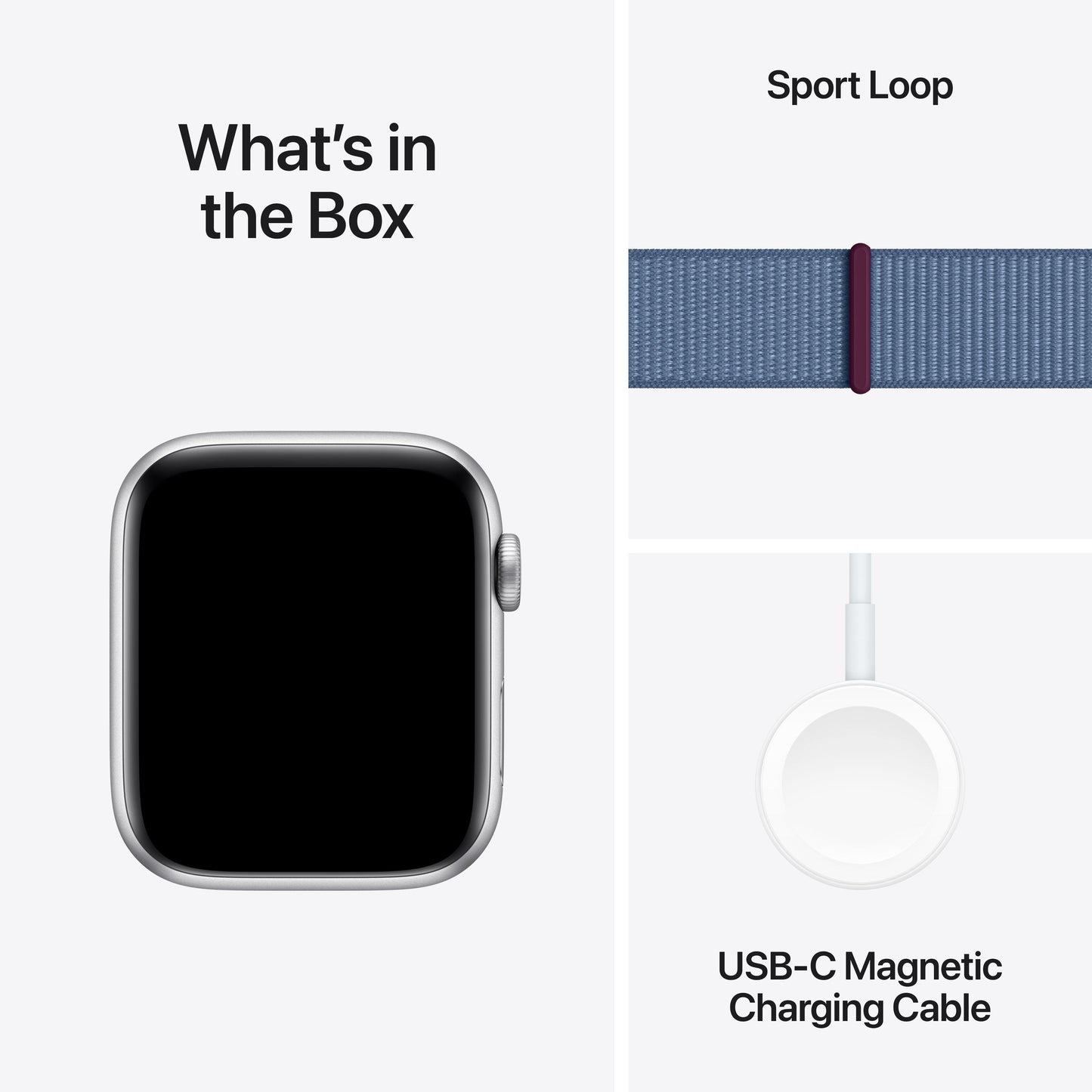 2023 Apple Watch SE GPS + Cellular 44mm Silver Aluminium Case with Winter Blue Sport Loop