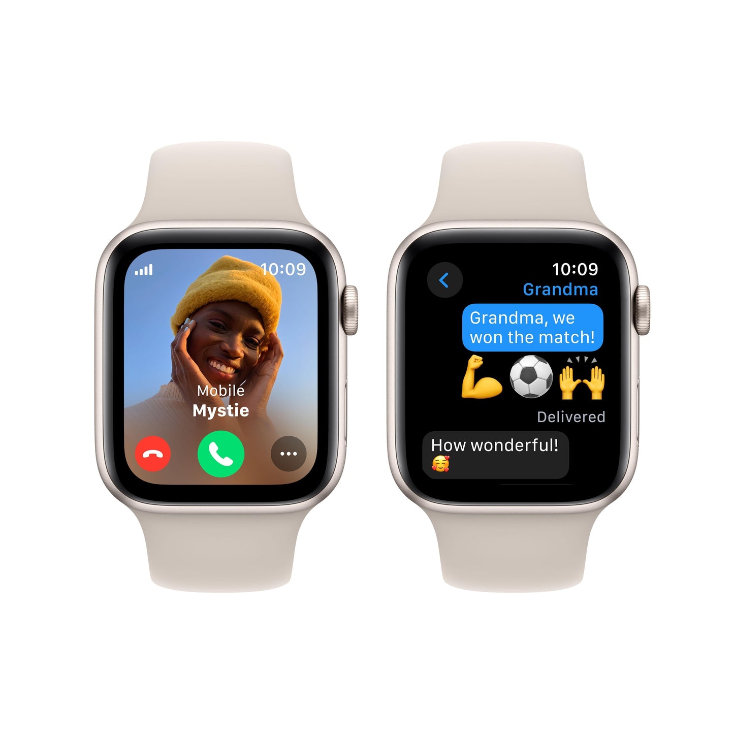 2023 Apple Watch SE GPS + Cellular 44mm Starlight Aluminium Case with Starlight Sport Band - M/L