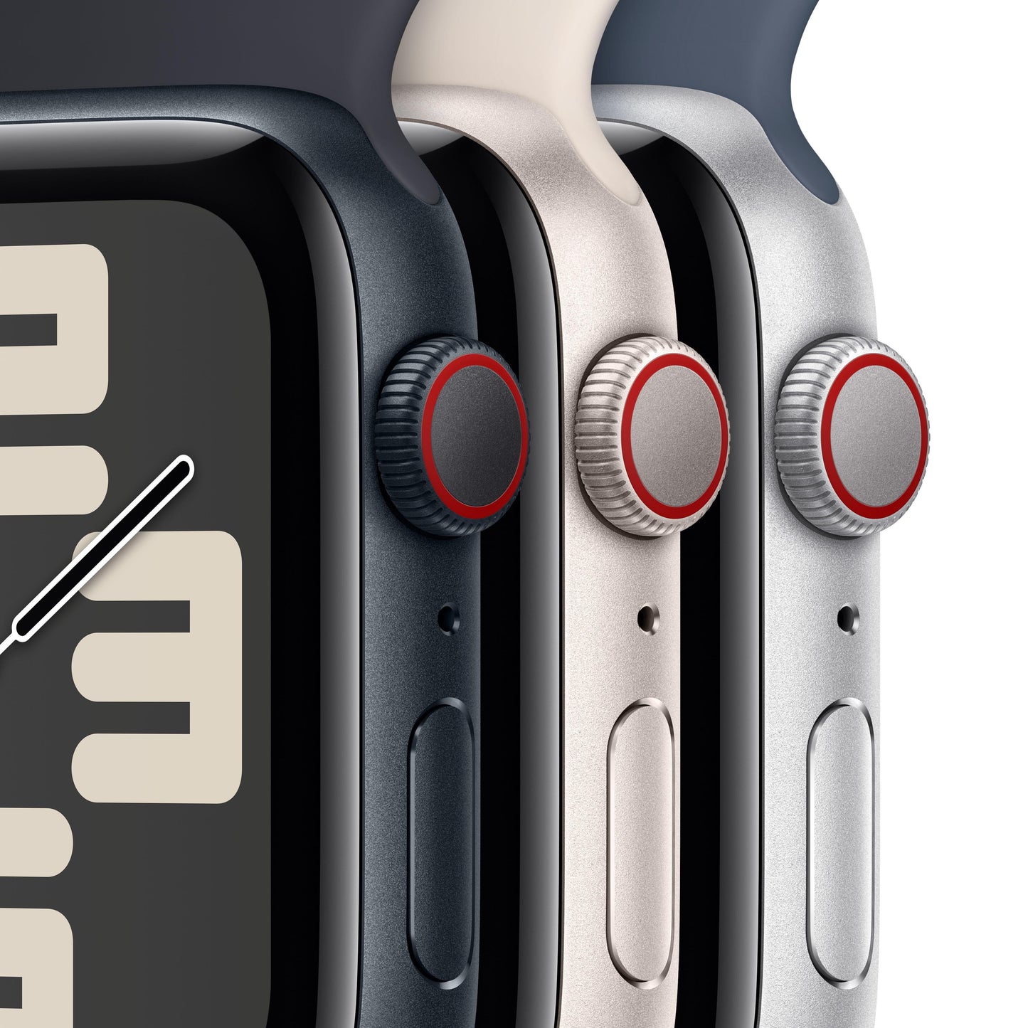 2023 Apple Watch SE GPS + Cellular 44mm Silver Aluminium Case with Storm Blue Sport Band - S/M