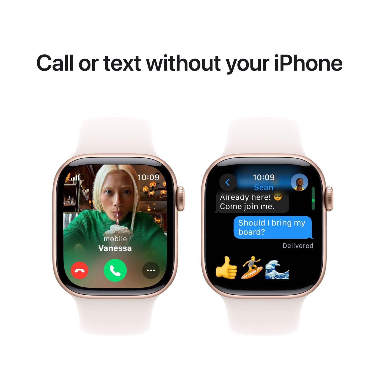 Apple Watch Series 10 GPS + Cellular 42mm Rose Gold Aluminium Case with Light Blush Sport Band - S/M